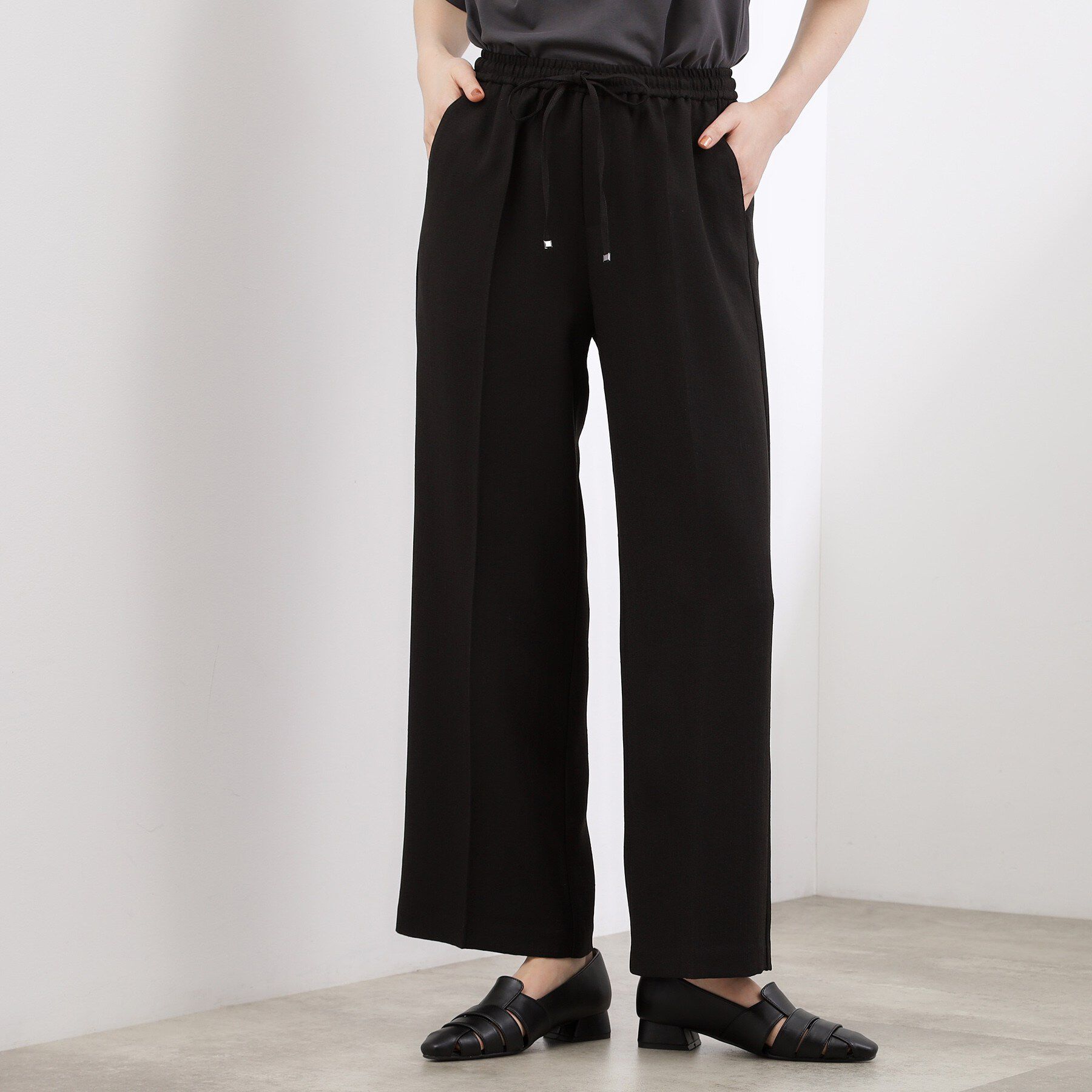 grove「【貴島明日香さん着用・カセット服】リネンライクソフトフレアパンツ」|その他|ブラック(019)
