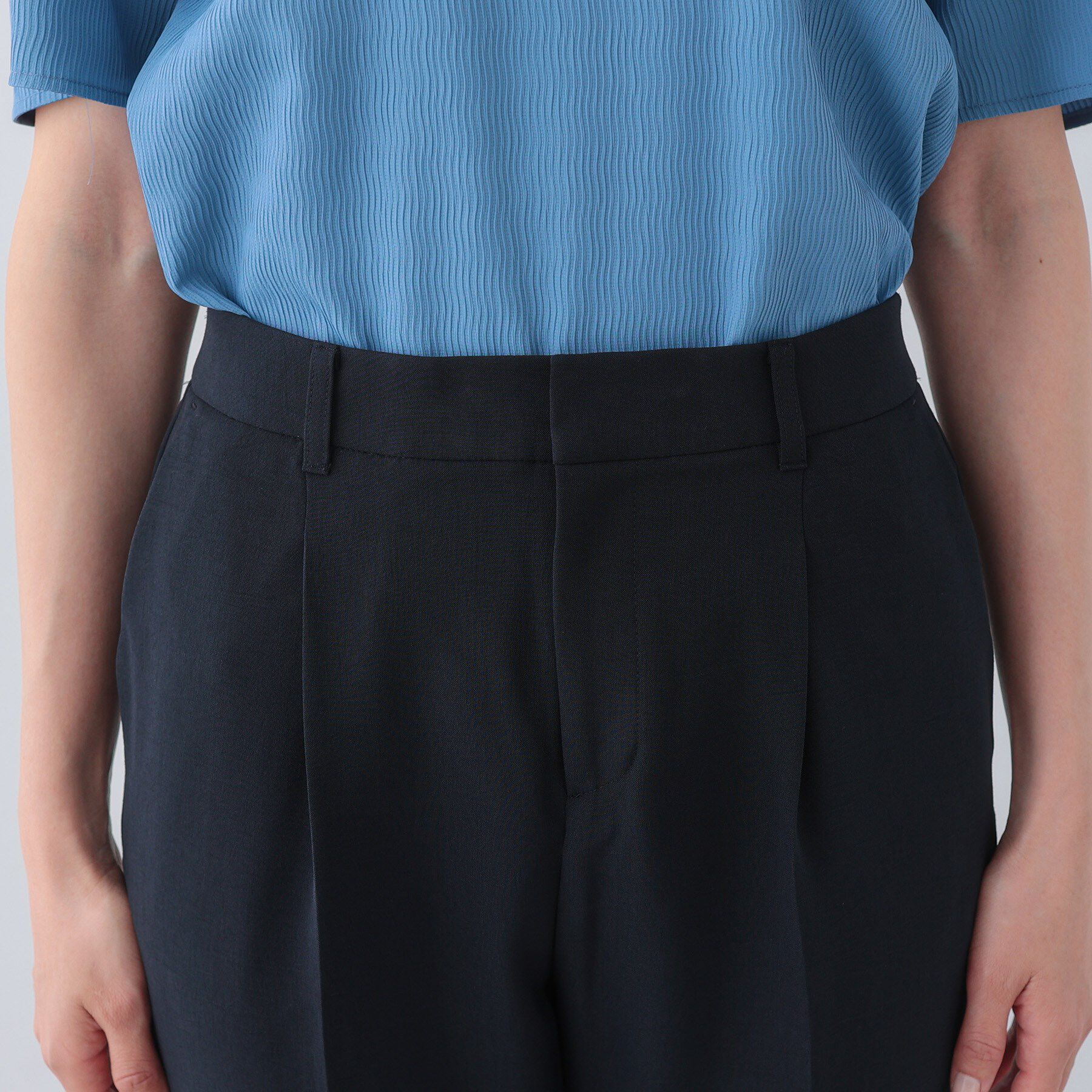 INDIVI「【定番スーツ／UVケア／洗える】ウール調タックテーパードパンツ」|スーツ|