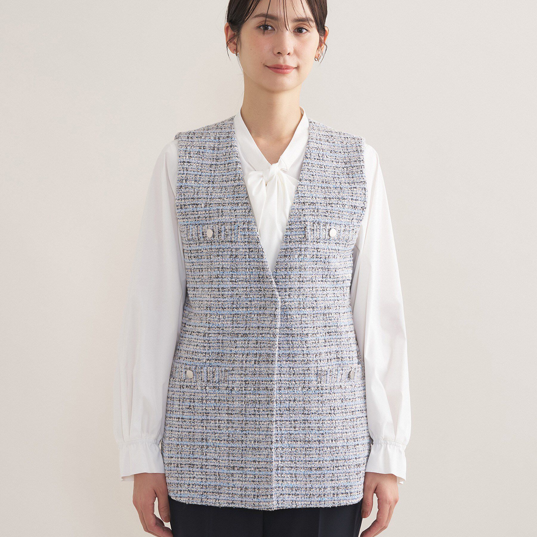 INDIVI「【2点セット／洗える／セレモニー】ツイードジレ＆ボウタイブラウス」|その他|
