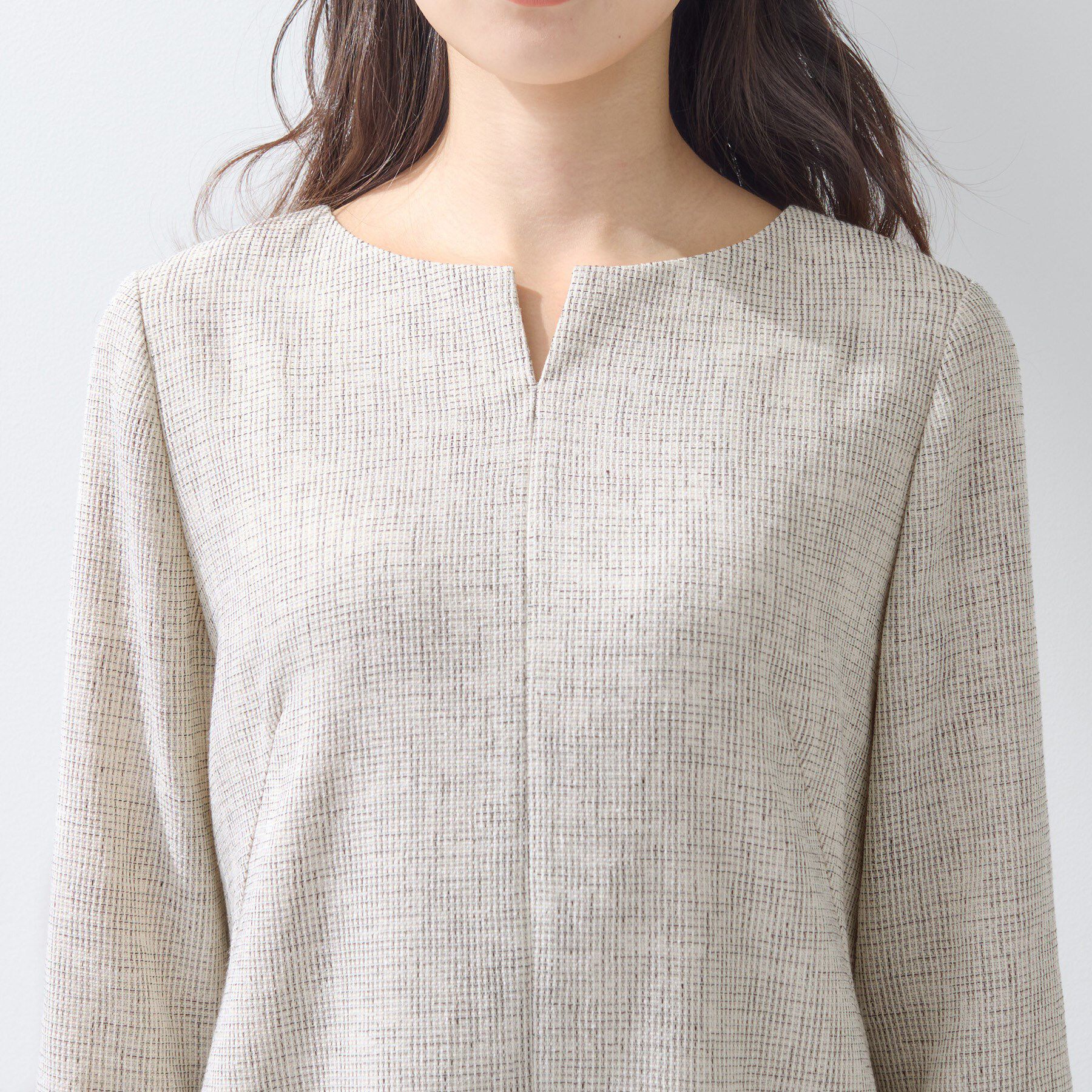 INDIVI「【軽量／セレモニー／SETUP可能】ストレッチツイードAラインワンピース」|ワンピース|