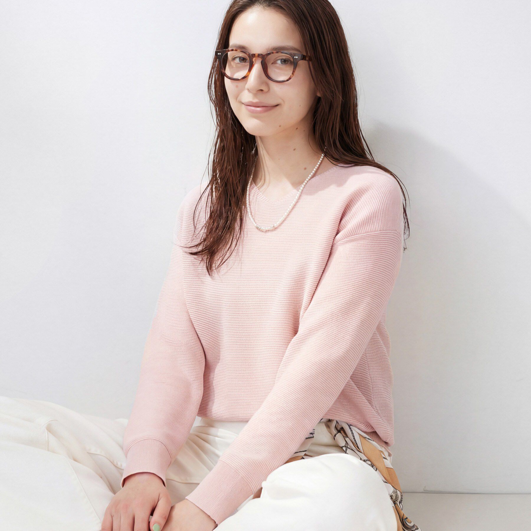 INDIVI「【洗える／軽量】きらめきVネックニット」|ニット・セーター|