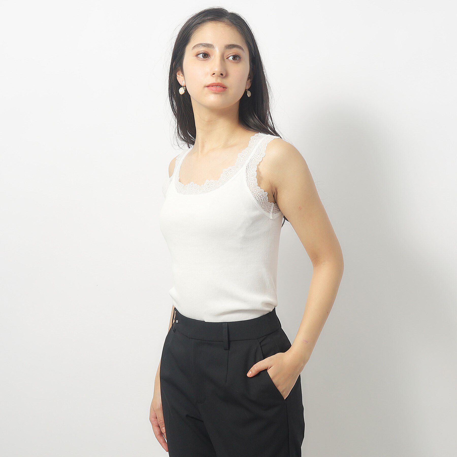 index「前後2way レースタンクトップ【洗濯機洗い可】」|キャミソール|オフホワイト(003