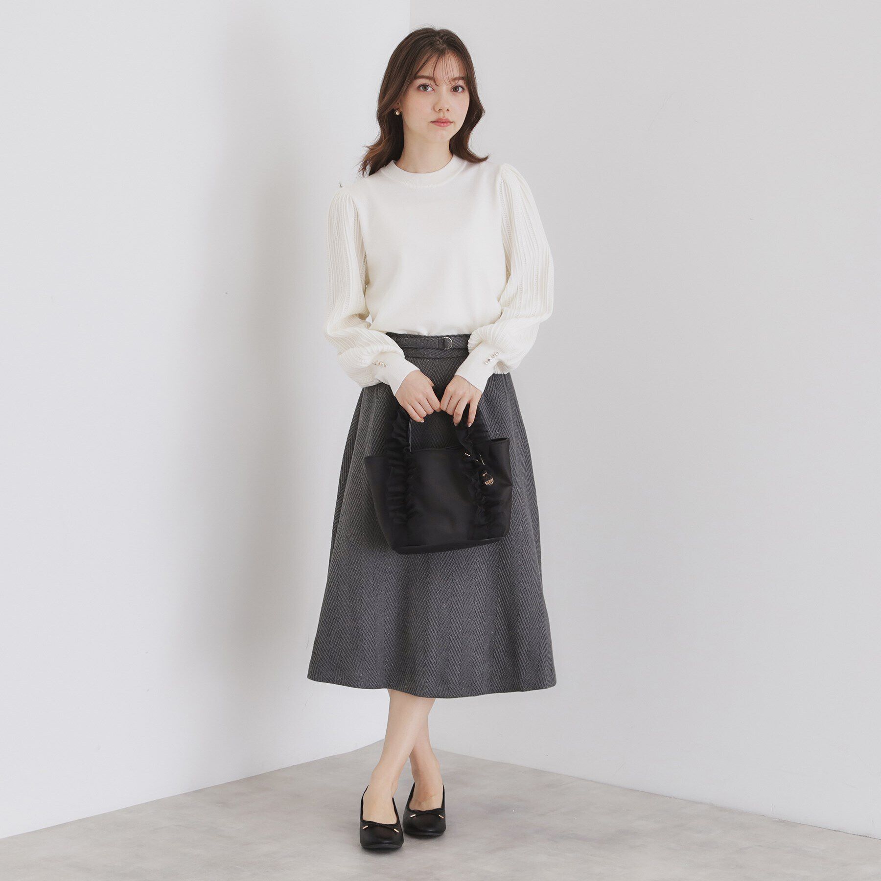 index「パターンスリーブハイネックニット【洗濯機洗い可】」|ニット・セーター|