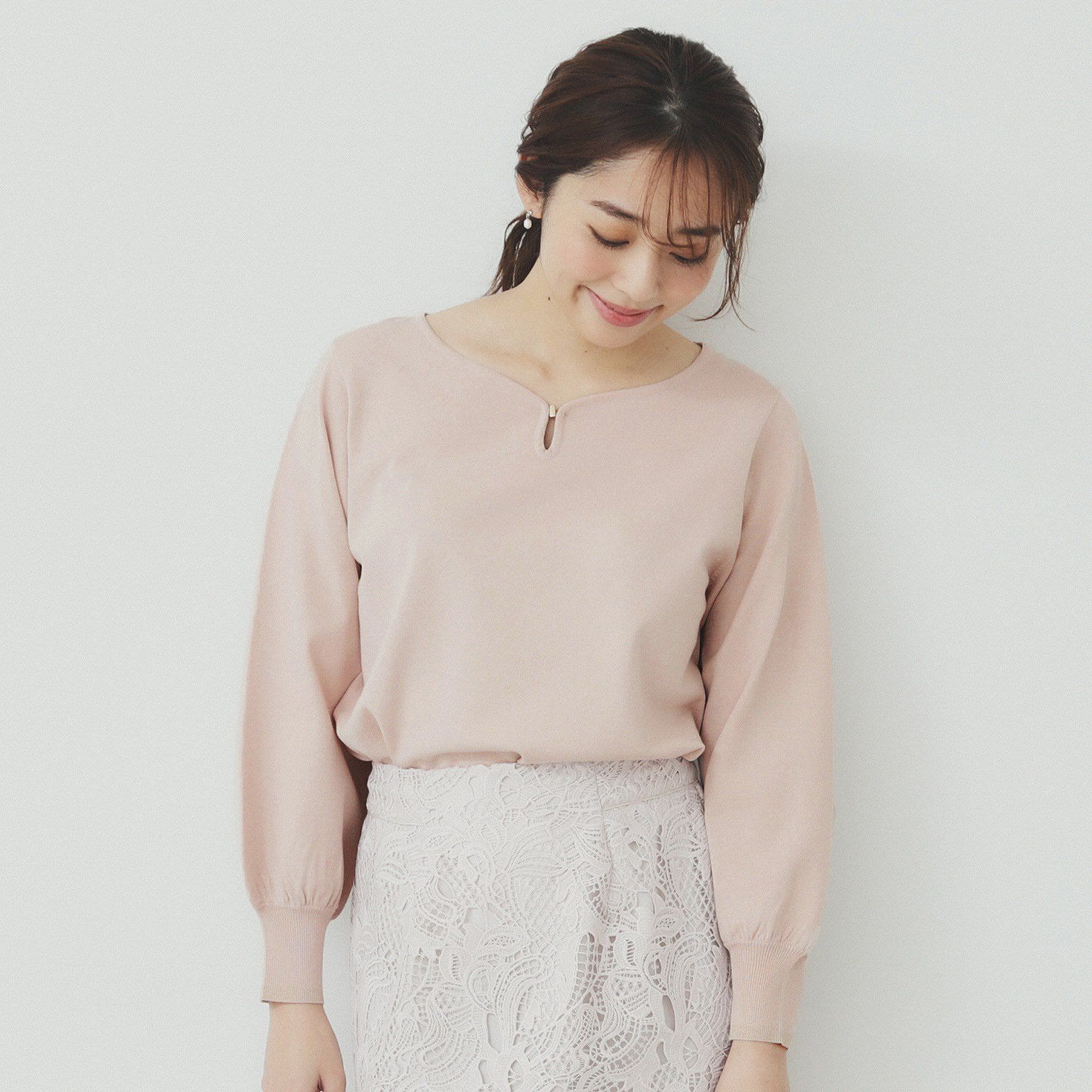 index「パーツ付きハートネックニットトップス【洗濯機洗い可】」|ニット・セーター|