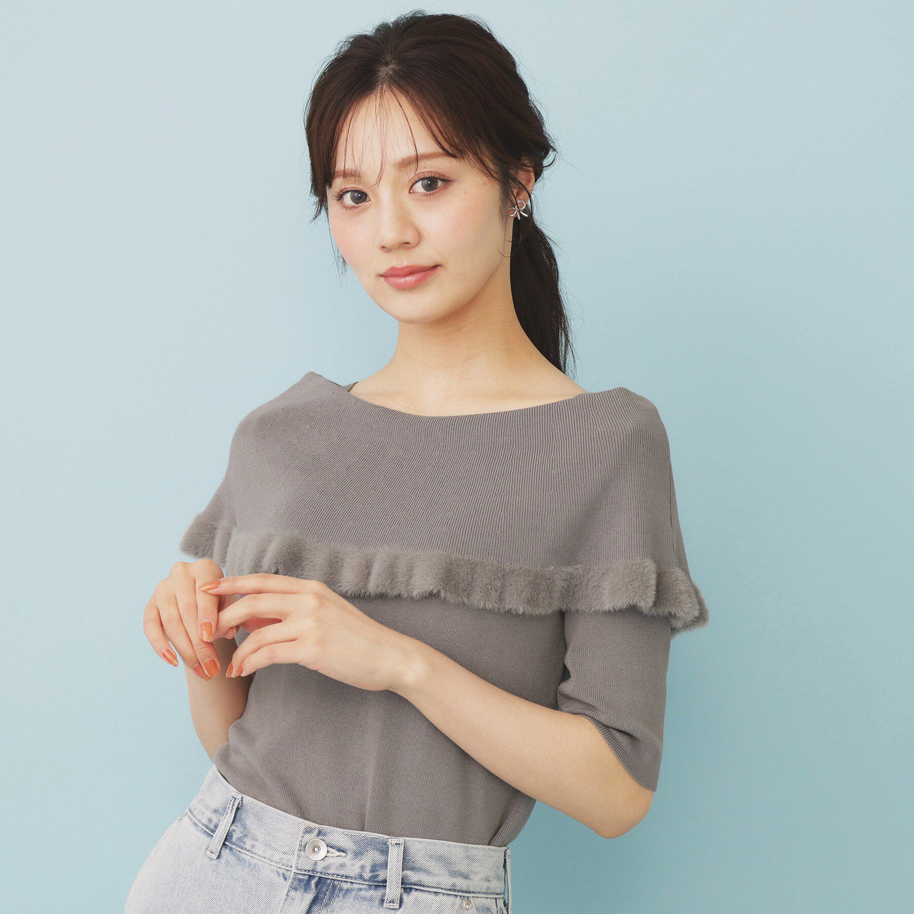 index「ファーフリルケープニット【洗濯機洗い可】」|ニット・セーター|トープ(854)