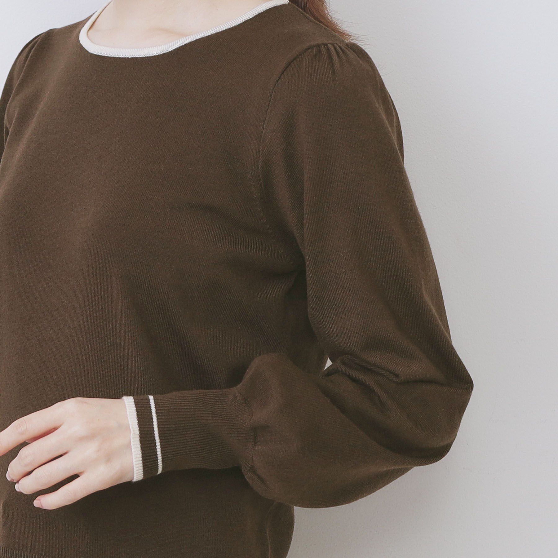 index「バイカラーパフスリーブニット【洗濯機OK】」|ニット・セーター|