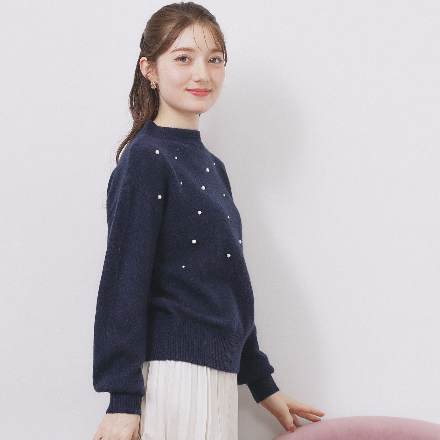 index「フェイクパールふわふわニット【洗濯機OK】」|ニット・セーター|