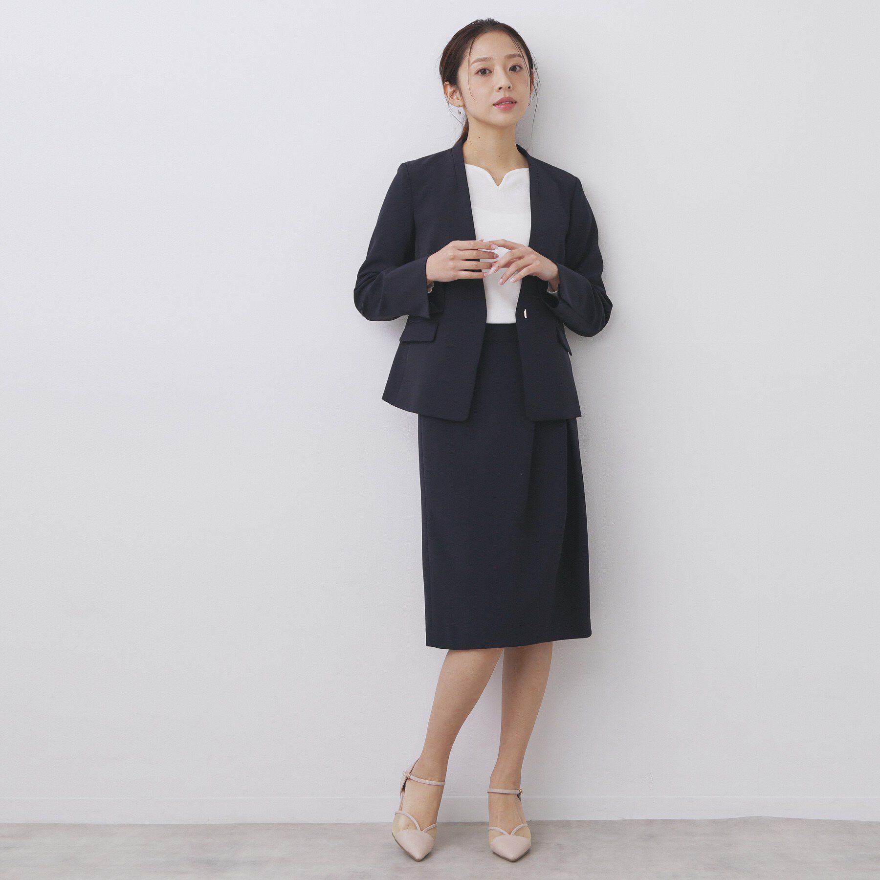 index「ストレッチノーカラージャケット/セットアップ対応【洗濯機OK/防シワ/イージーアイロン】」|ノーカラージャケット|