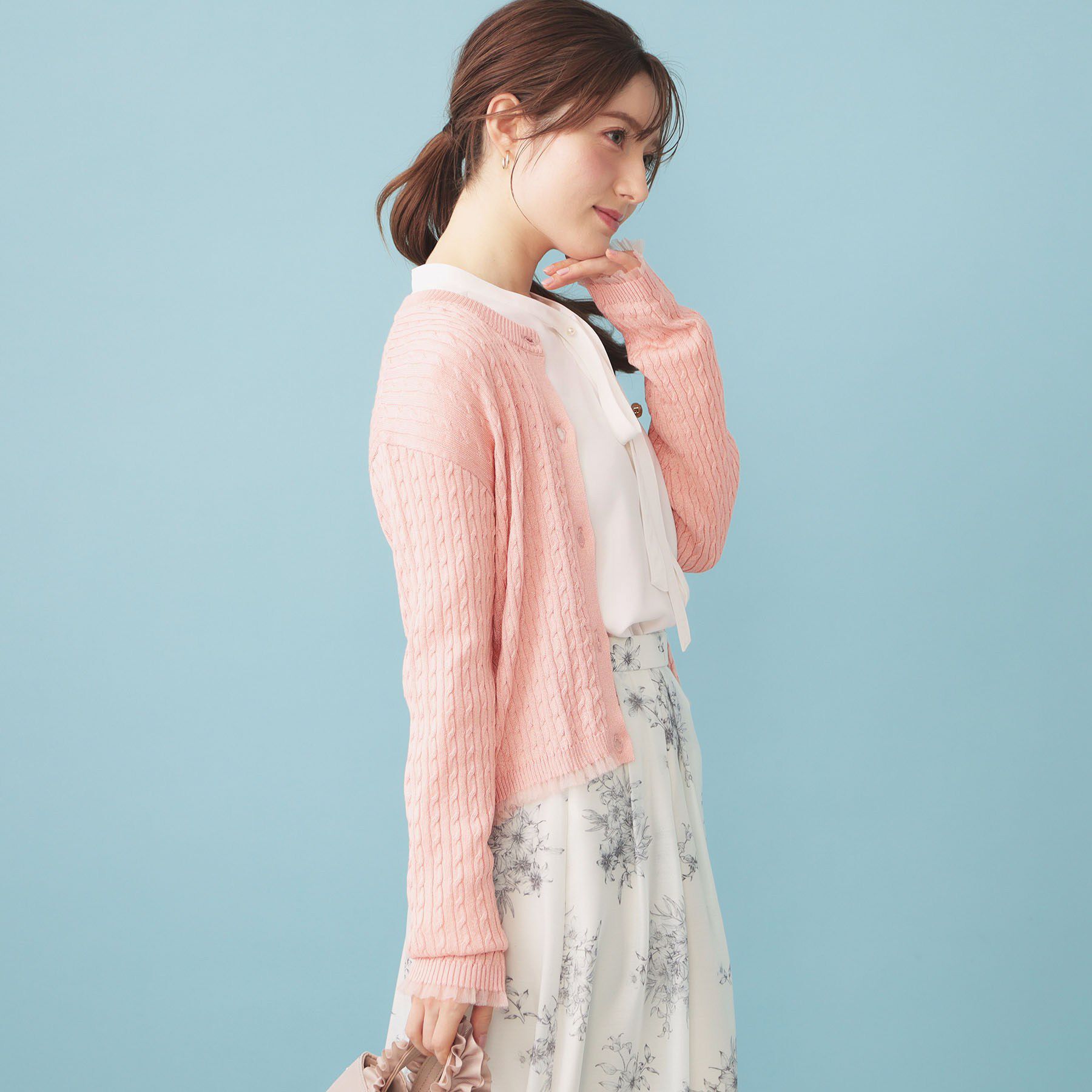 index「袖シアーフリルケーブルラメカーディガン【洗濯機OK/坑ピル】」|カーディガン|