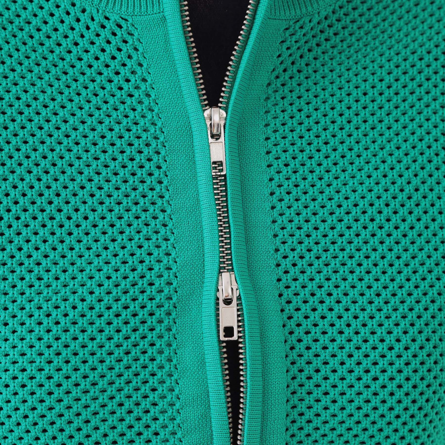 OPAQUE.CLIP「メッシュZIPニットカーディガン【洗濯機洗い可】」|カーディガン|