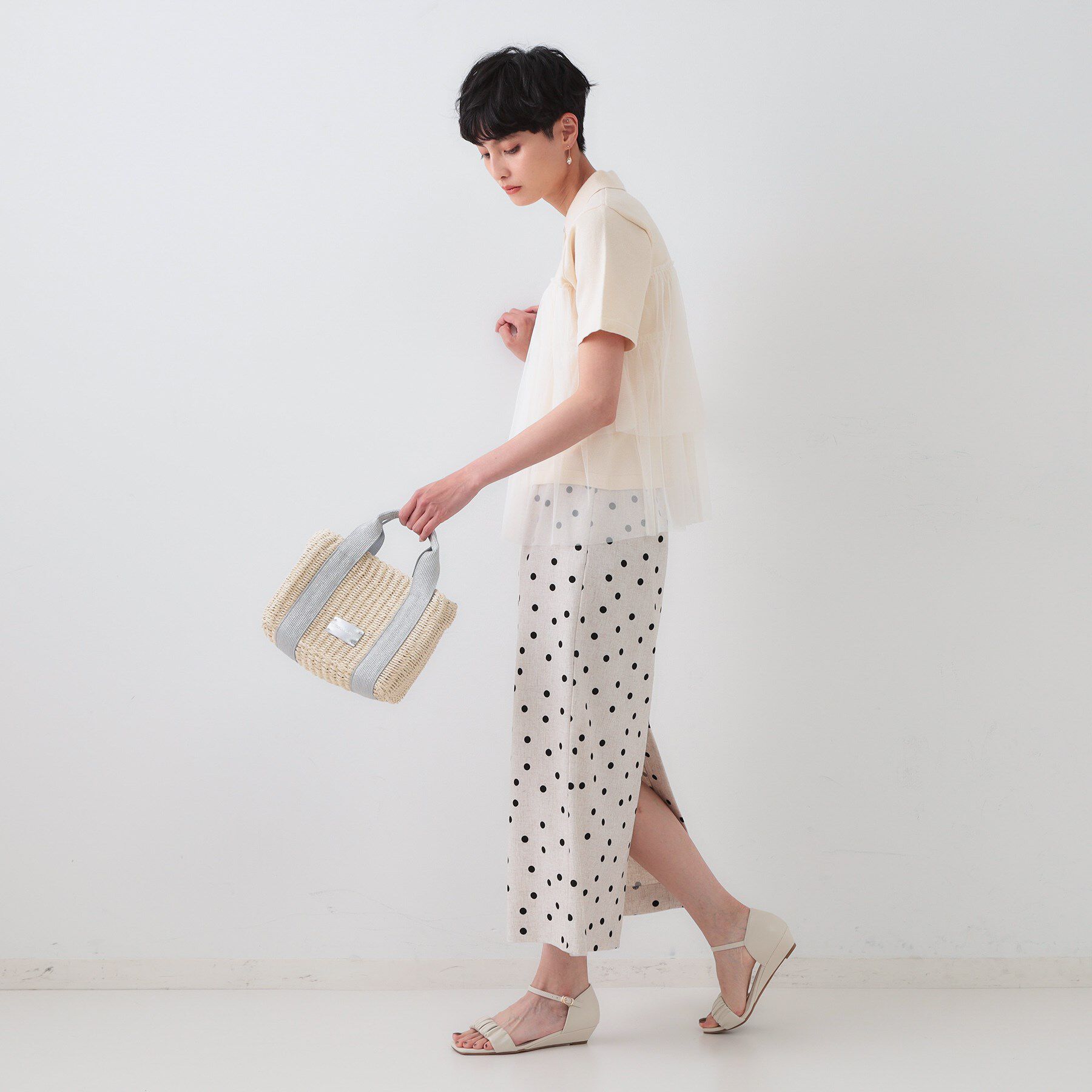 OPAQUE.CLIP「チュールティアードドッキングポロニット【洗濯機洗い可】」|ニット・セーター|