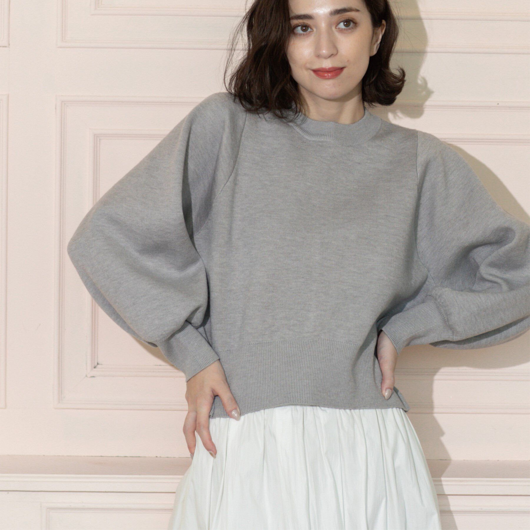 OPAQUE.CLIP「スウェットライクニット」|ニット・セーター|グレー(012)