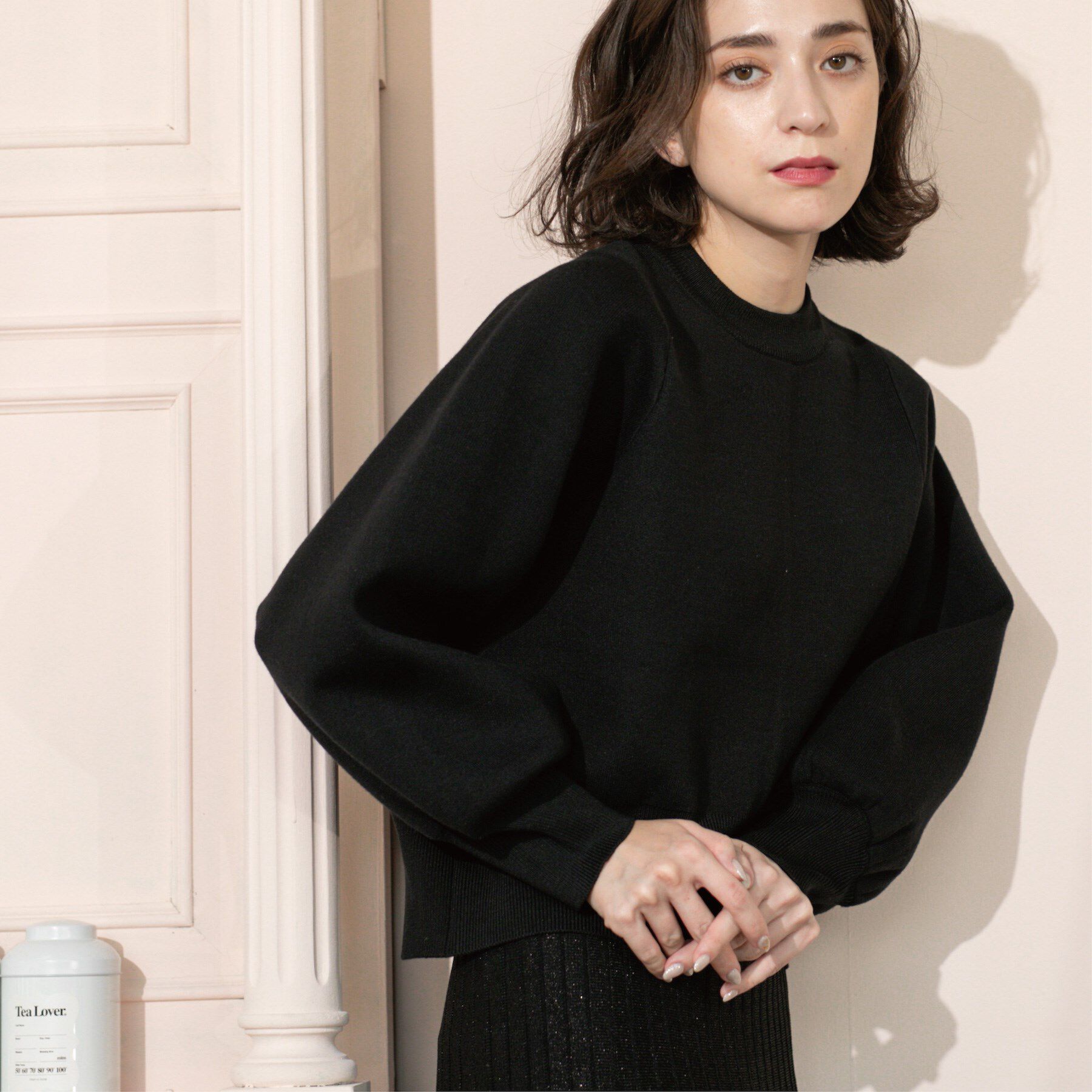 OPAQUE.CLIP「スウェットライクニット」|ニット・セーター|ブラック(019)