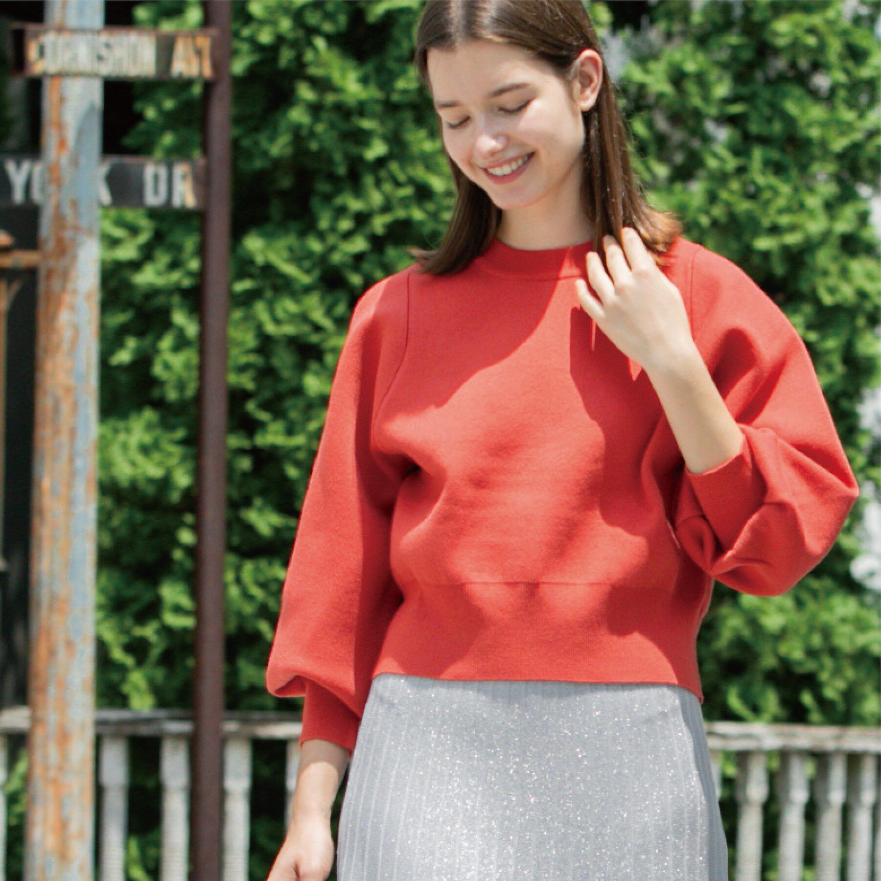 OPAQUE.CLIP「スウェットライクニット」|ニット・セーター|オレンジ(067)