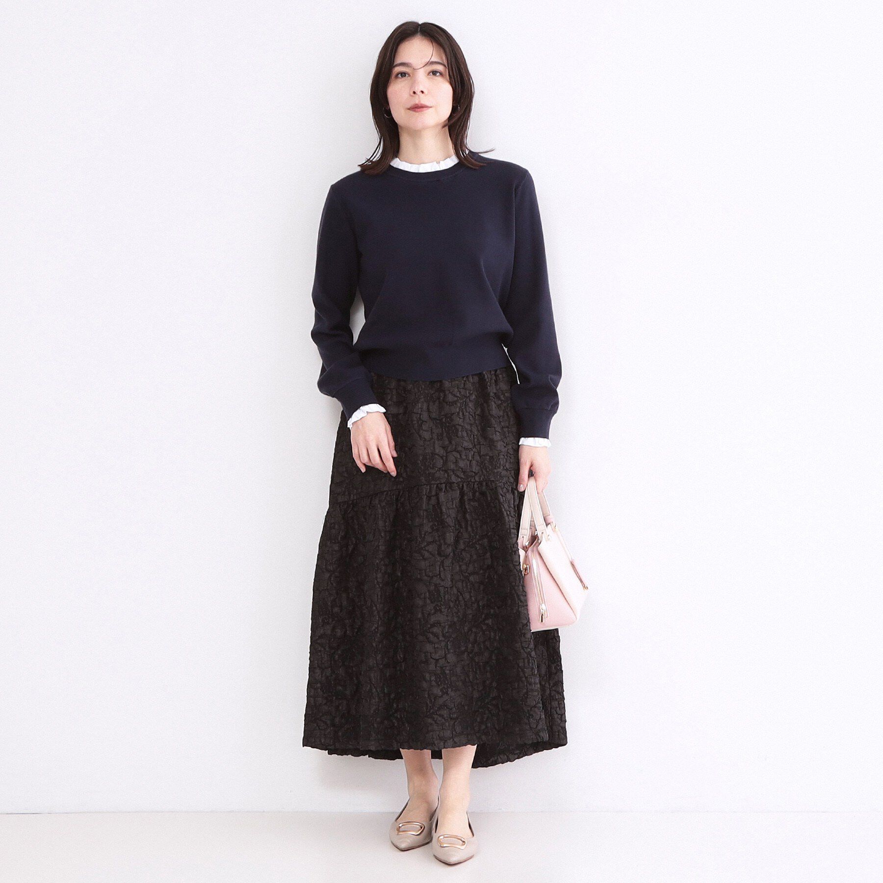 OPAQUE.CLIP「ふくれジャカードティアードスカート【洗濯機OK】」|スカート|