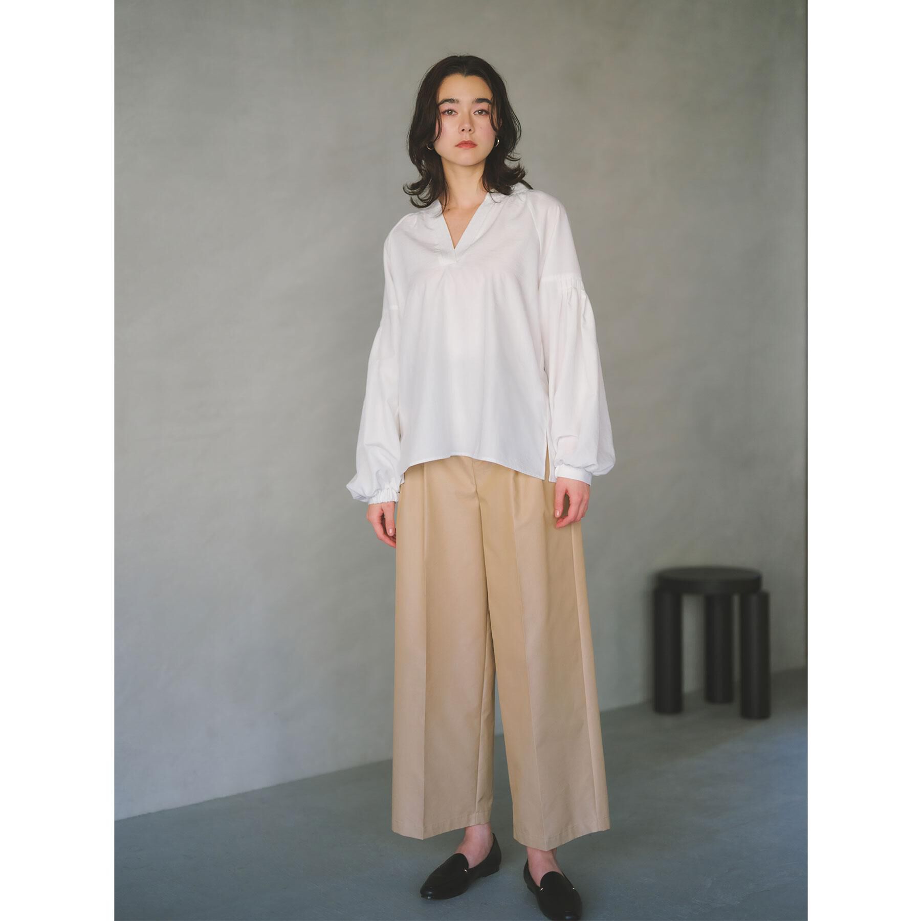 OPAQUE.CLIP「スキッパーボリュームスリーブブラウス【洗濯機OK】」|シャツ・ブラウス|