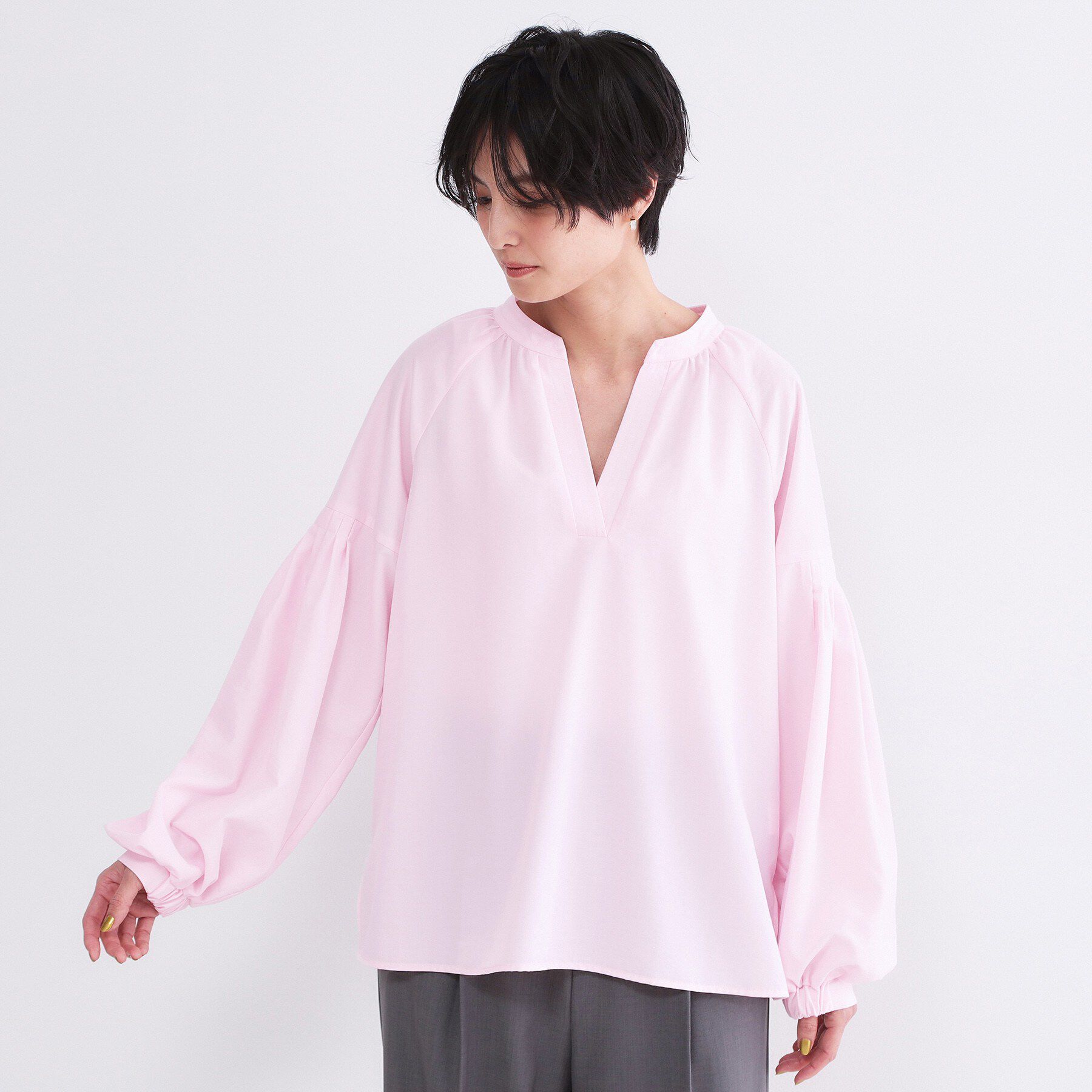 OPAQUE.CLIP「スキッパーボリュームスリーブブラウス【洗濯機OK】」|シャツ・ブラウス|