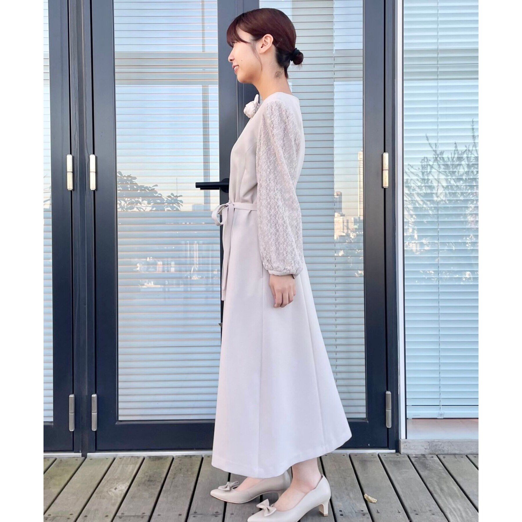 Couture broach「【セレモニーシーン・おでかけにも】袖レースAラインワンピース」|ワンピース|