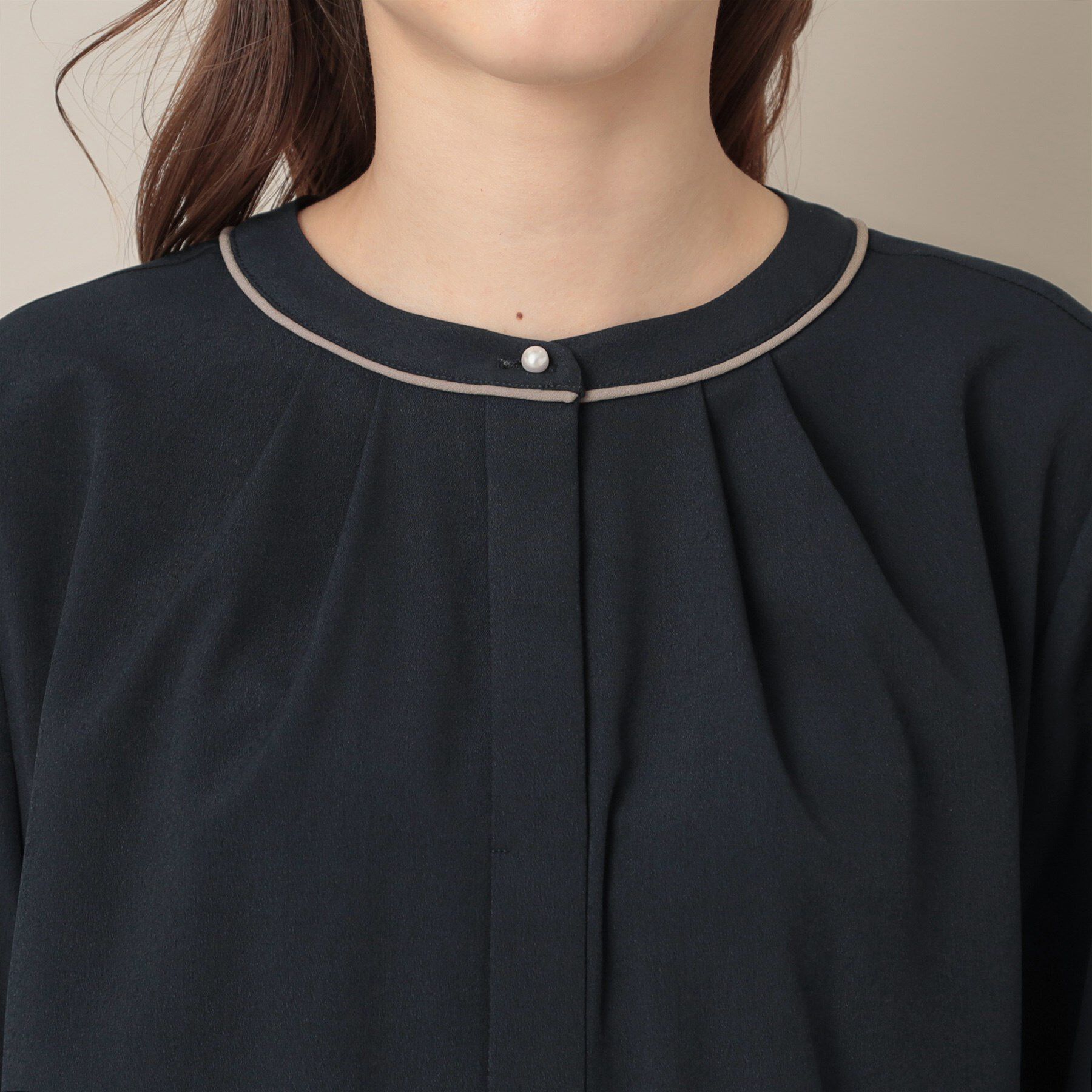 Couture broach「【6分袖・通勤】配色ジョーゼットブラウス」|シャツ・ブラウス|