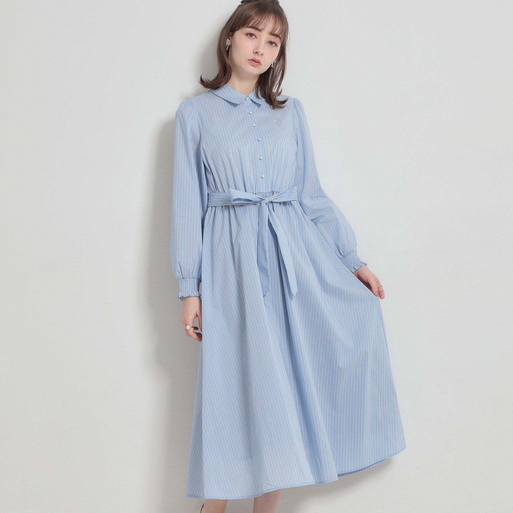 Couture broach「【洗える】ロゴエンブロ シャツワンピース」|ワンピース|