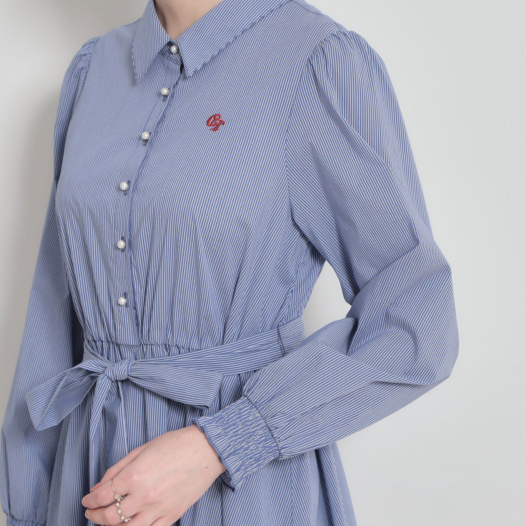 Couture broach「【洗える】ロゴエンブロ シャツワンピース」|ワンピース|