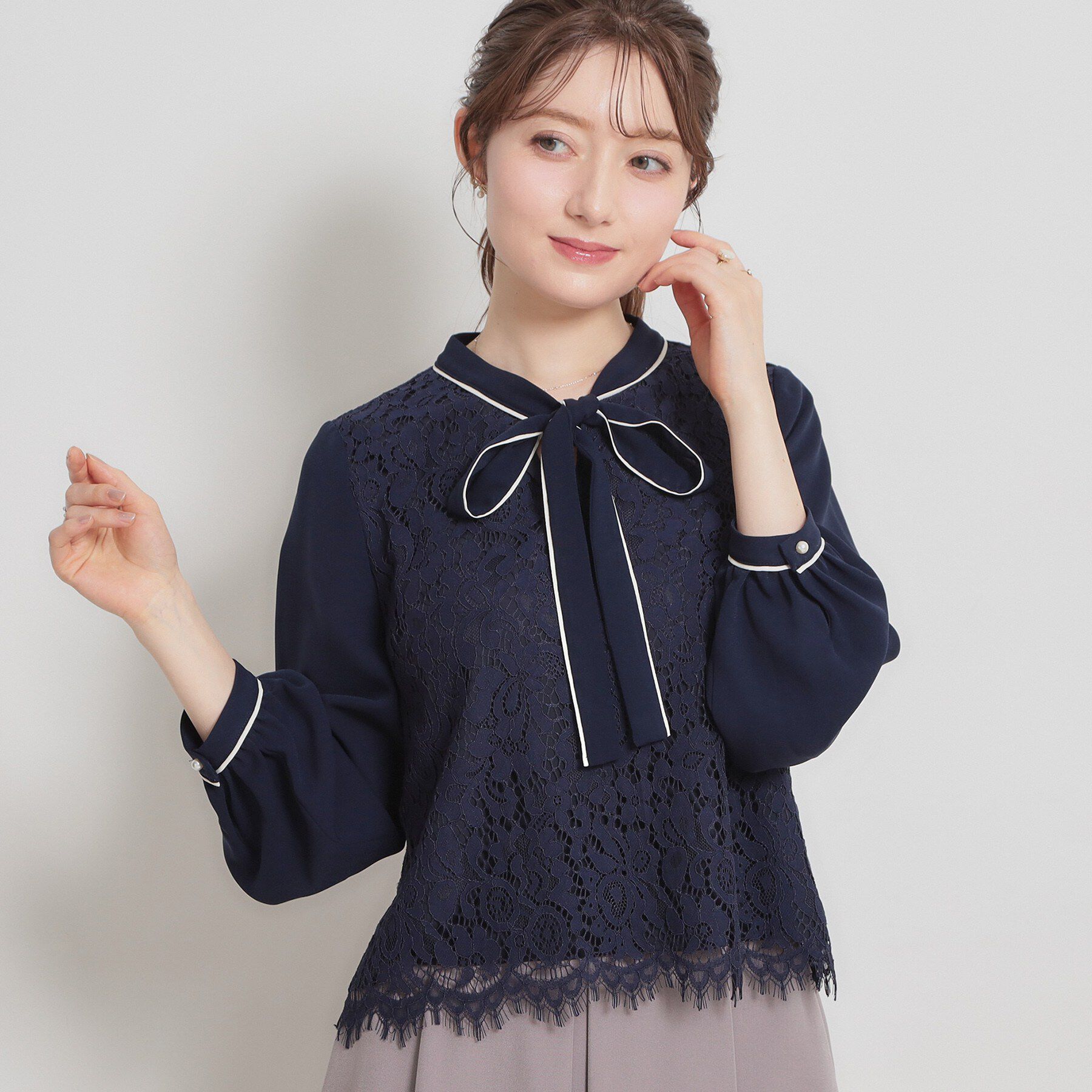 Couture broach「【洗える・通勤】フラワーレースブラウス」|シャツ・ブラウス|