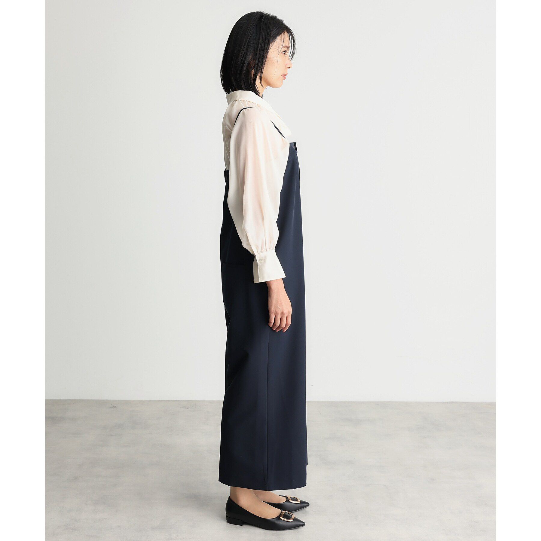 THE SHOP TK「【汚れ防止/シワになりにくい/セレモニー/通勤】ダブルクロスサロペット/洗える/サスティナブル」|オールインワン|