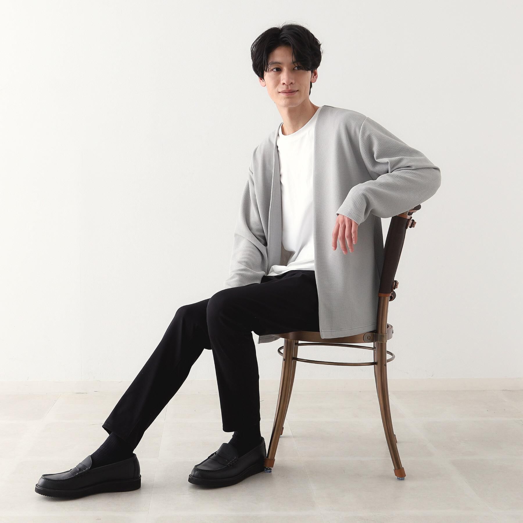 THE SHOP TK「ミニフクレアンサンブルカーディガン 【長袖カーディガン＋半袖Tシャツセットアイテム】」|カーディガン|