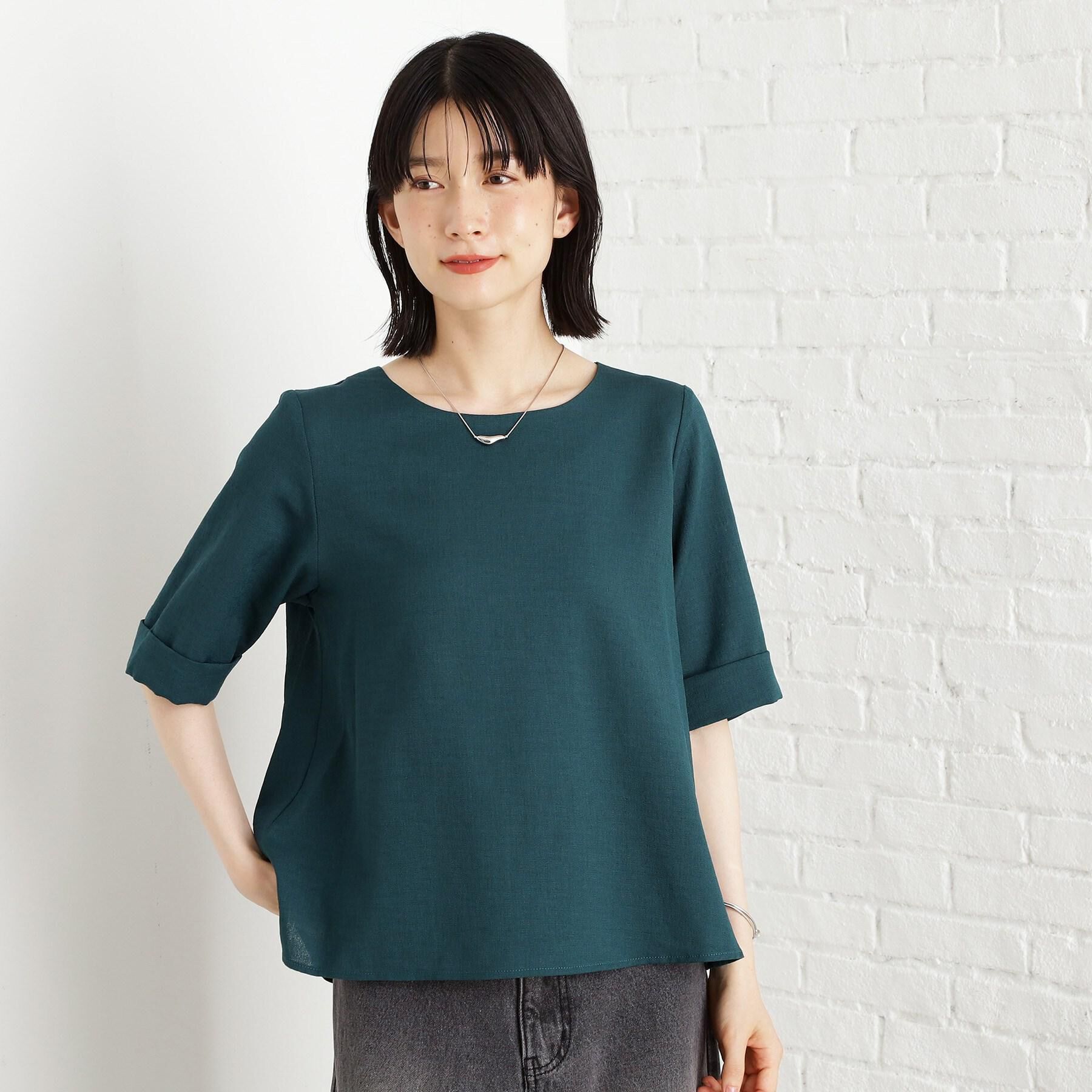 THE SHOP TK「【秋色入荷】麻調メッシュブラウス【二の腕カバー/洗える】」|シャツ・ブラウス|