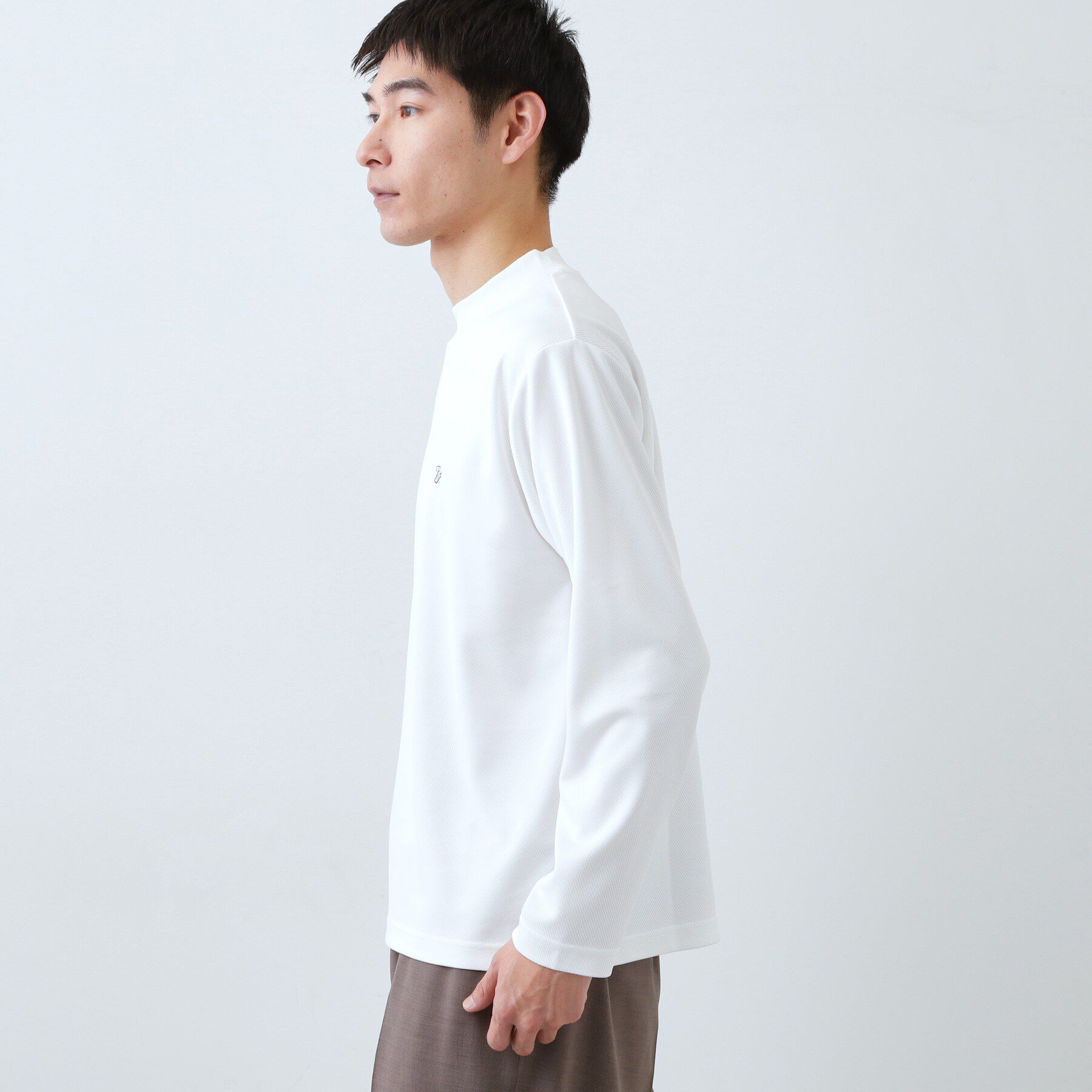 THE SHOP TK「ビジネス兼用 カルゼモックネック長袖Tシャツ 洗濯機OK/毛玉になりにくい」|Tシャツ・カットソー|