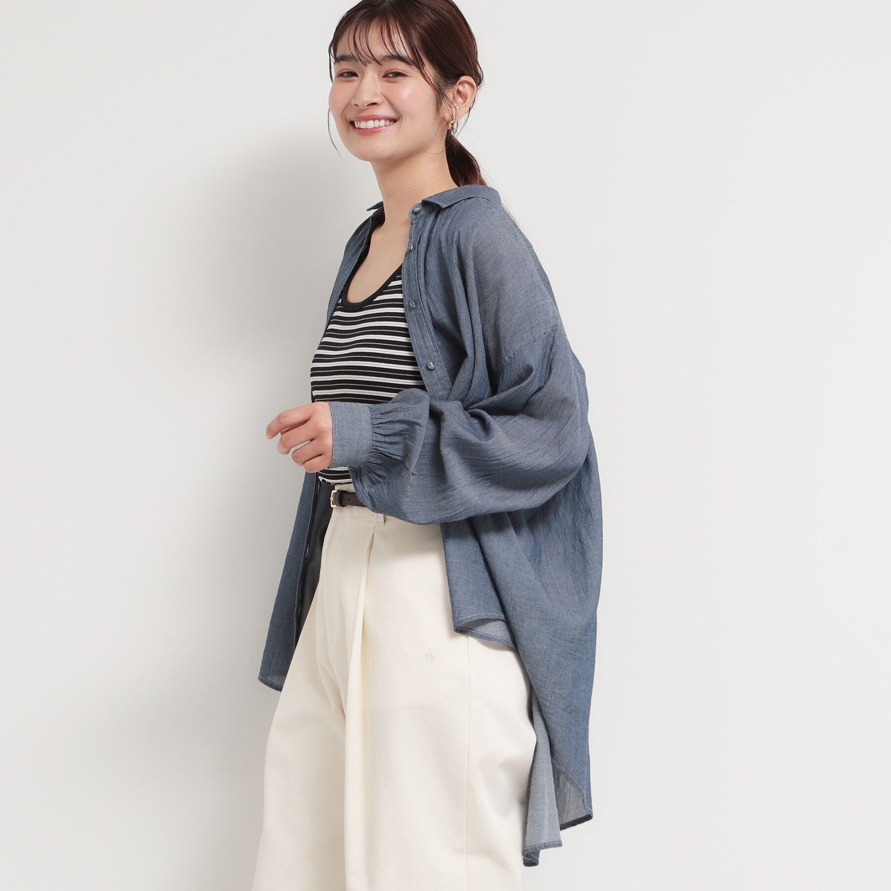 THE SHOP TK「シアーデニムシャツ」|シャツ・ブラウス|