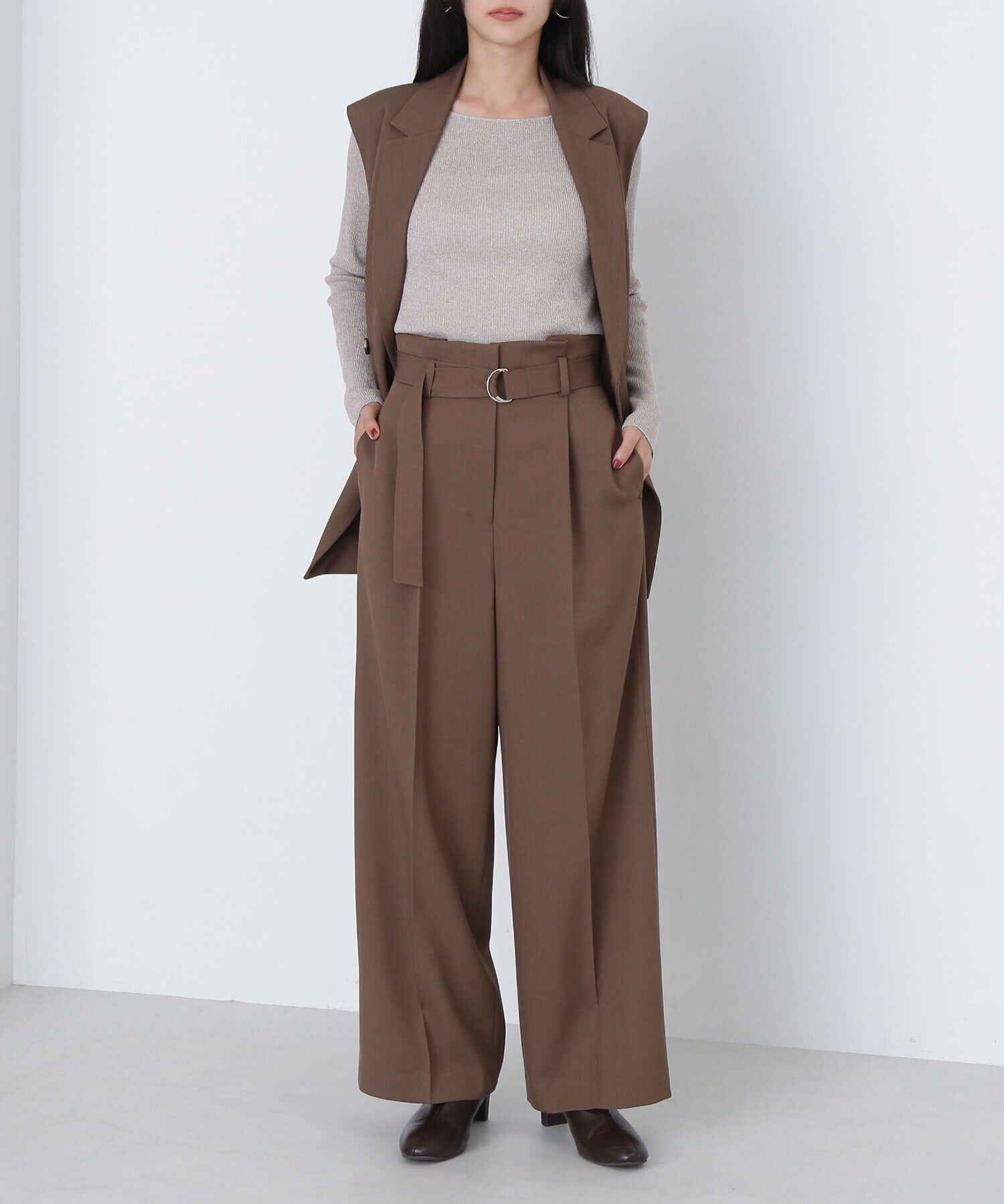  「＜クリアツイルセットアップシリーズ＞ベルテッドワイドパンツ」|その他|