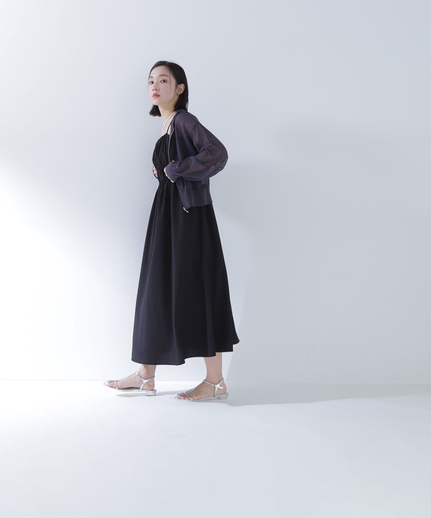  「ギャザーデザインキャミワンピース」|ワンピース|