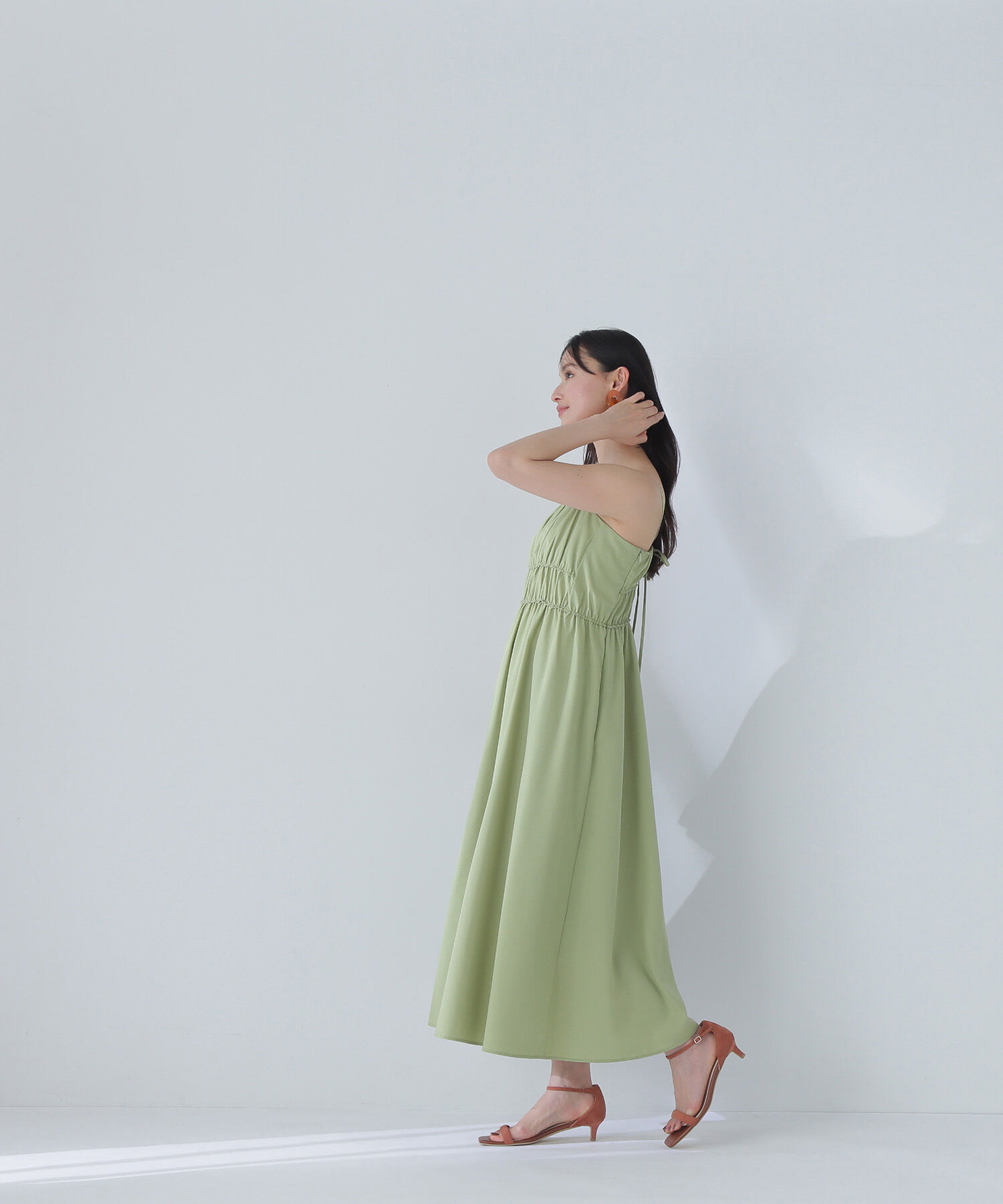  「ギャザーデザインキャミワンピース」|ワンピース|