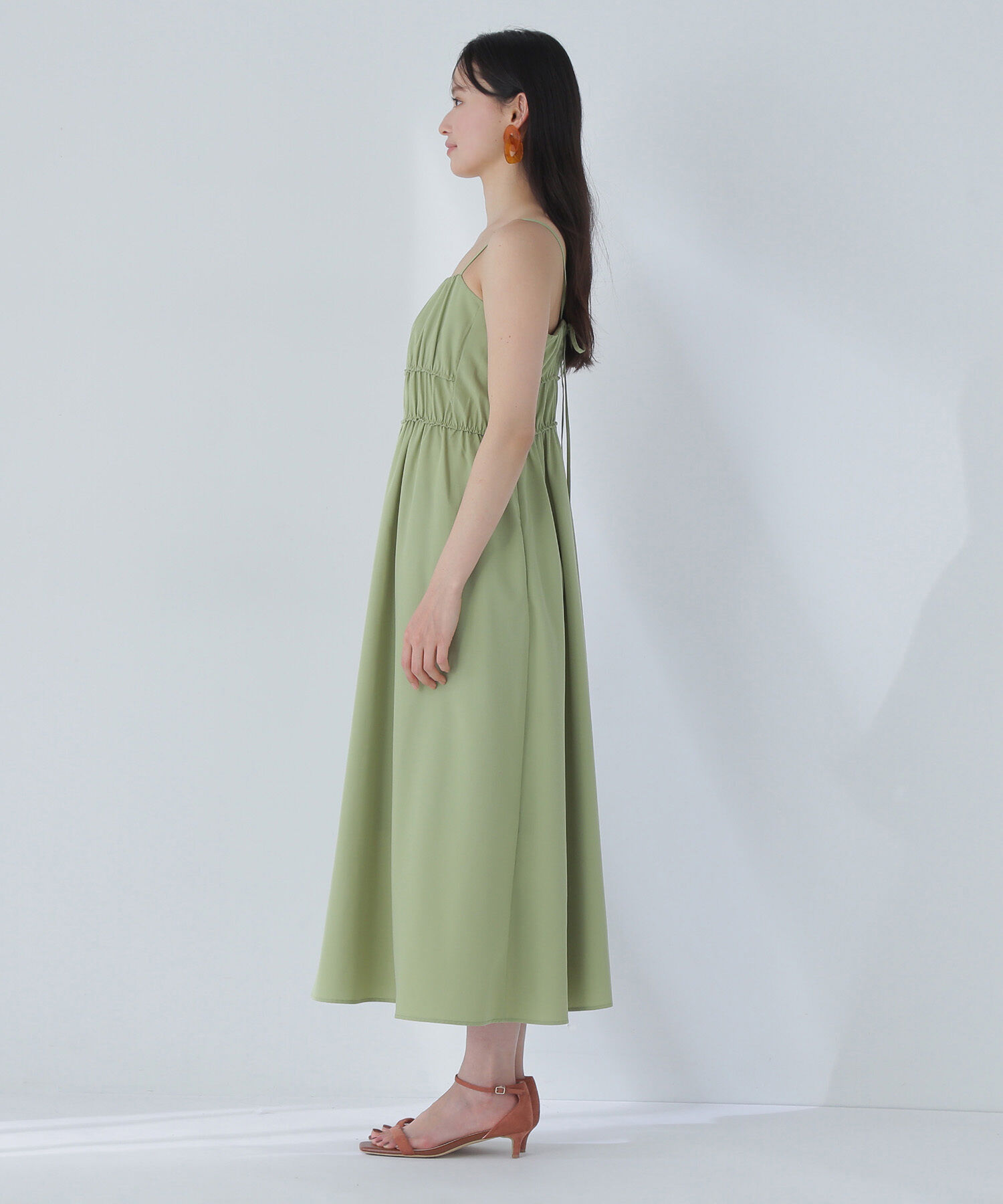  「ギャザーデザインキャミワンピース」|ワンピース|