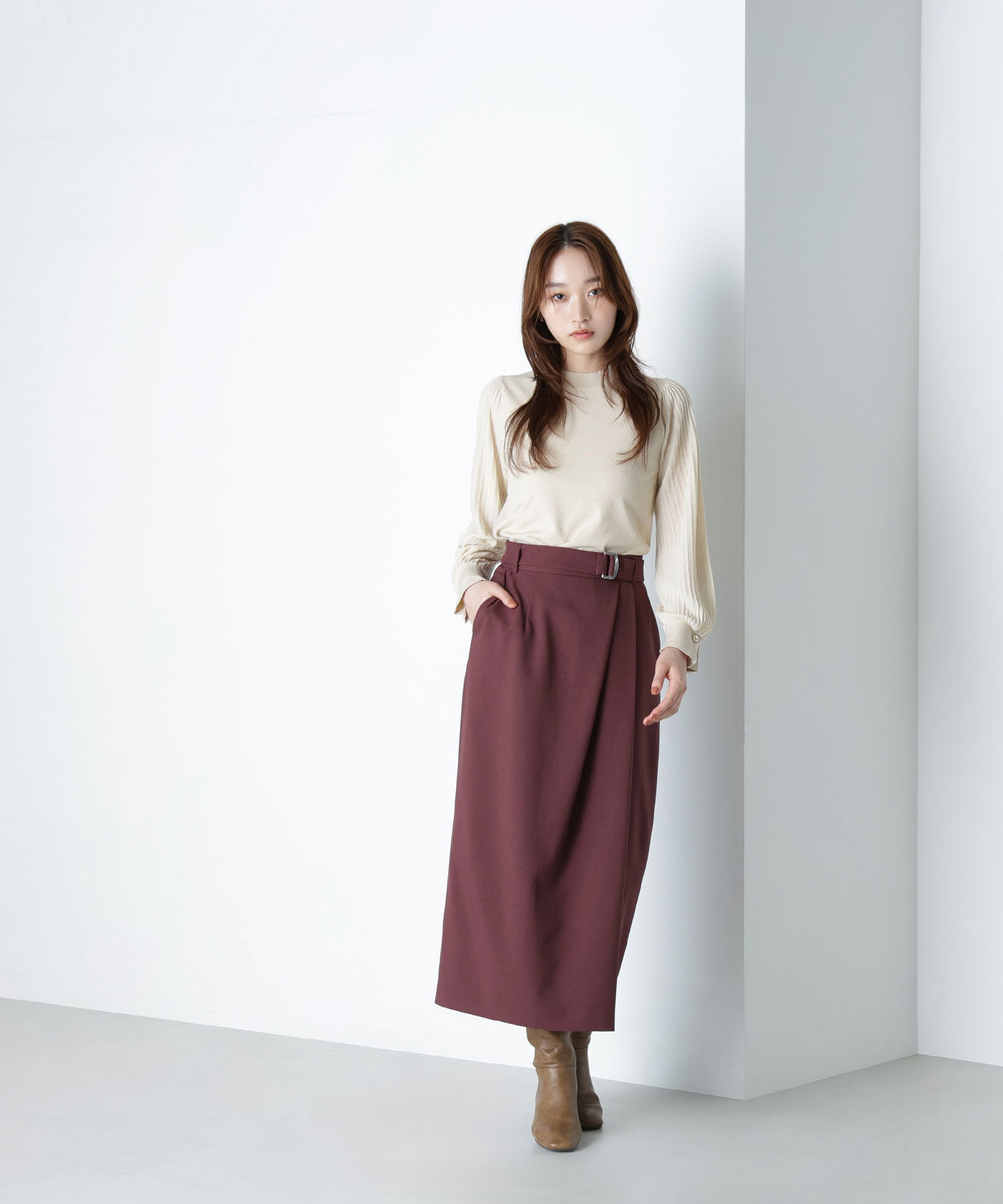  「プリーツスリーブノットボタンニット」|ニット・セーター|