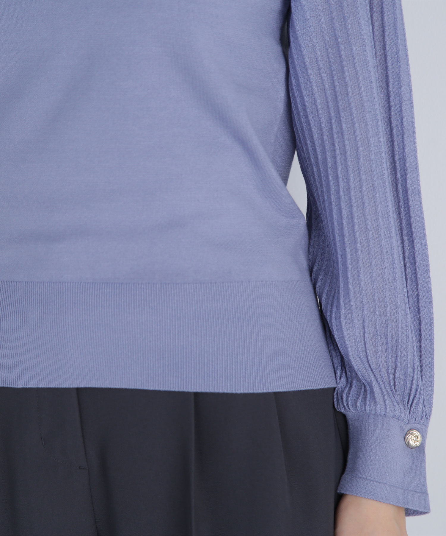  「プリーツスリーブノットボタンニット」|ニット・セーター|