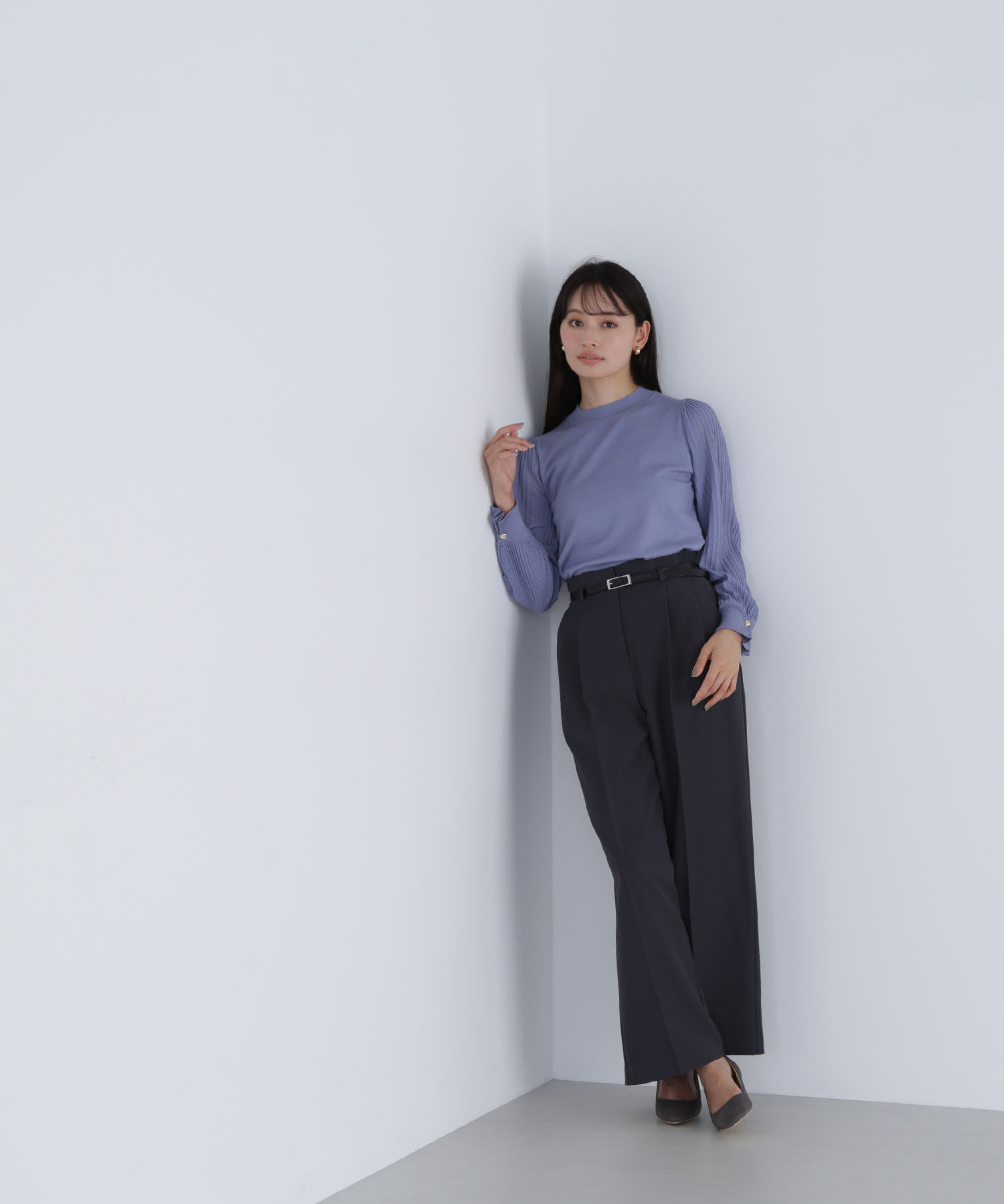  「プリーツスリーブノットボタンニット」|ニット・セーター|