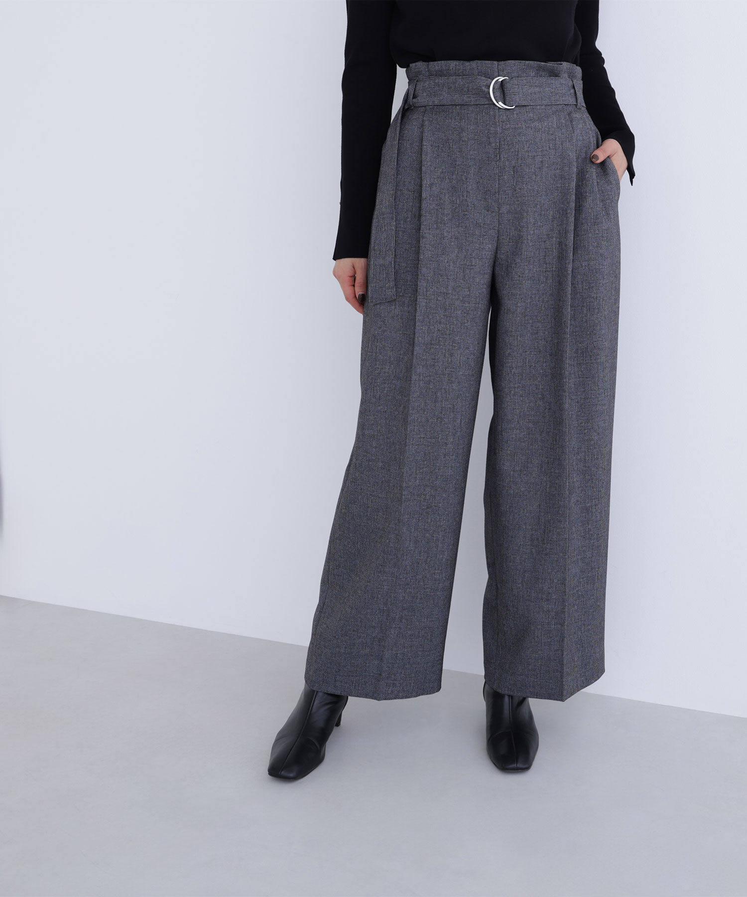  「ツイーディーベルテッドワイドパンツ」|その他|チャコールベ 2