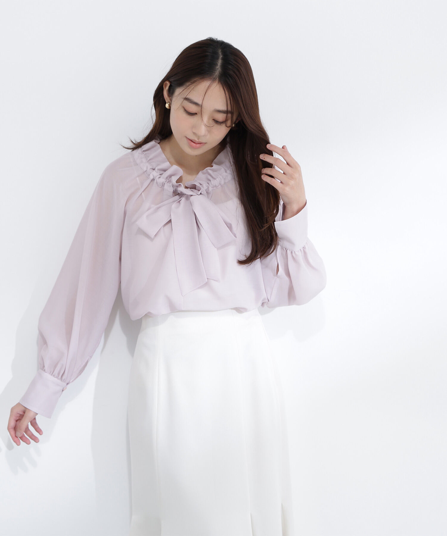  「2wayシアーボウタイブラウス」|シャツ・ブラウス|