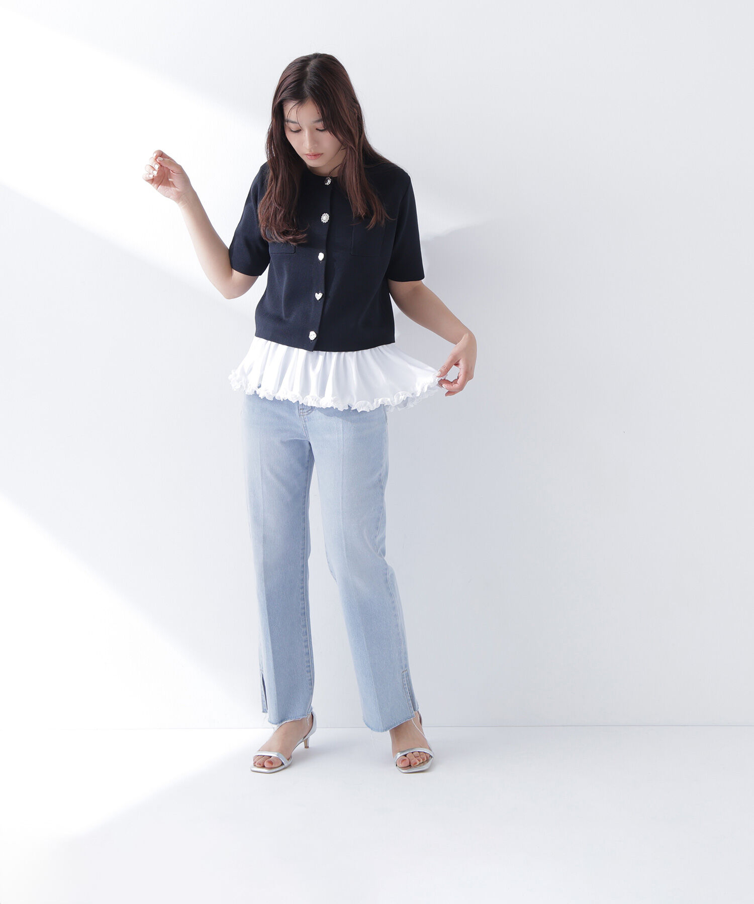  「サイドスリットストレートデニムパンツ」|その他|