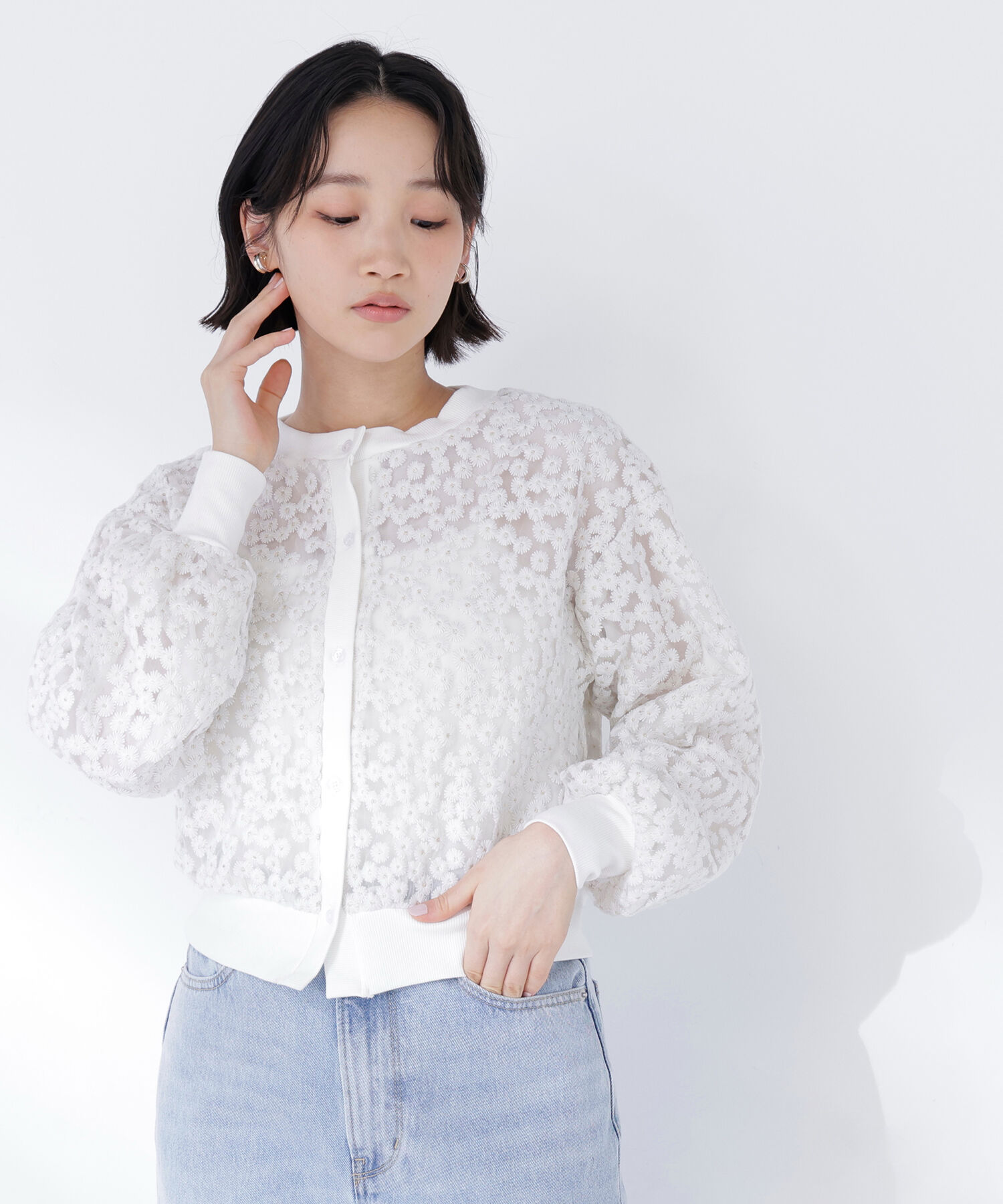  「フラワーチュール刺繍カーディガン」|ニット・セーター|