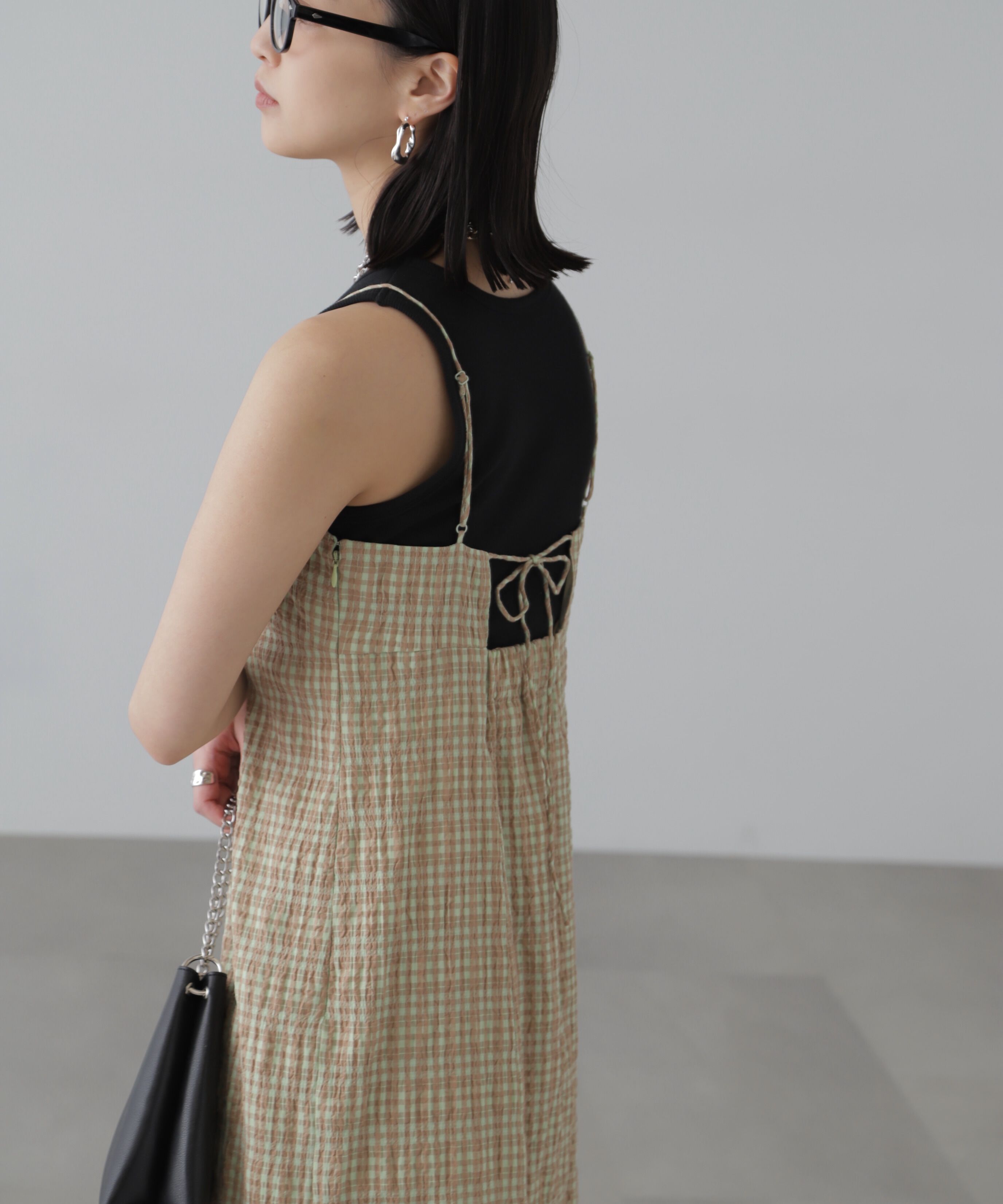  「ぽこぽこチェックマーメイドキャミワンピース」|ワンピース|