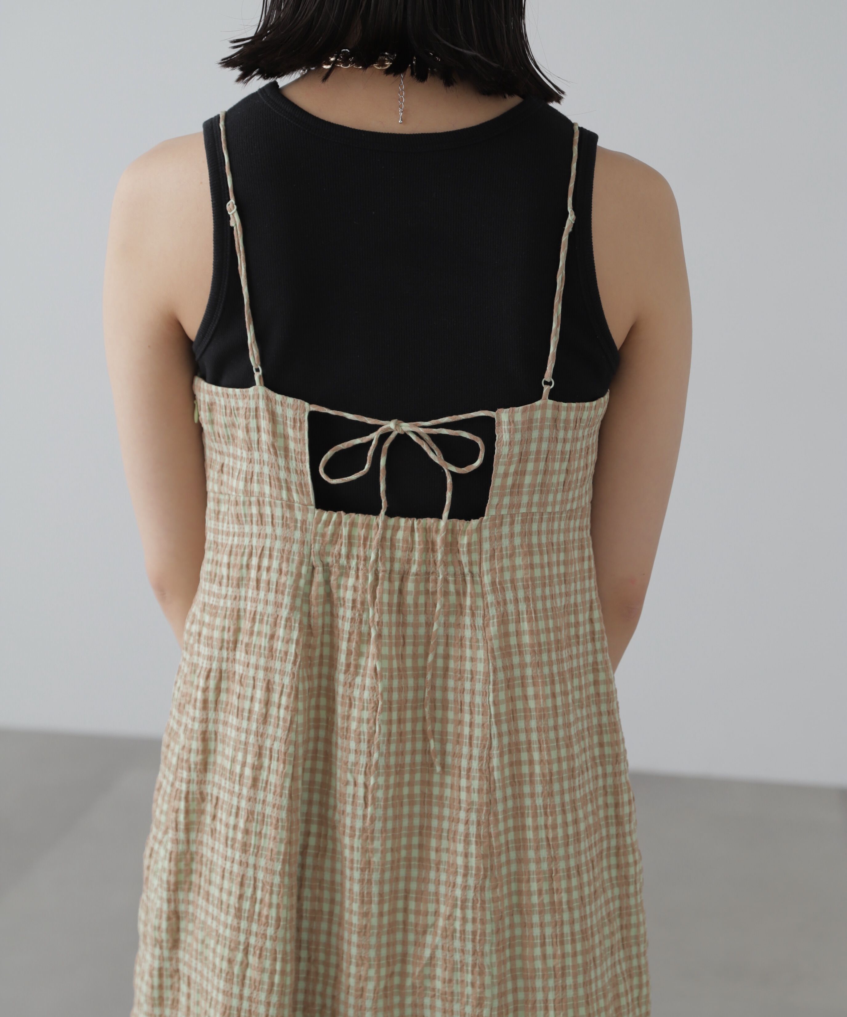  「ぽこぽこチェックマーメイドキャミワンピース」|ワンピース|