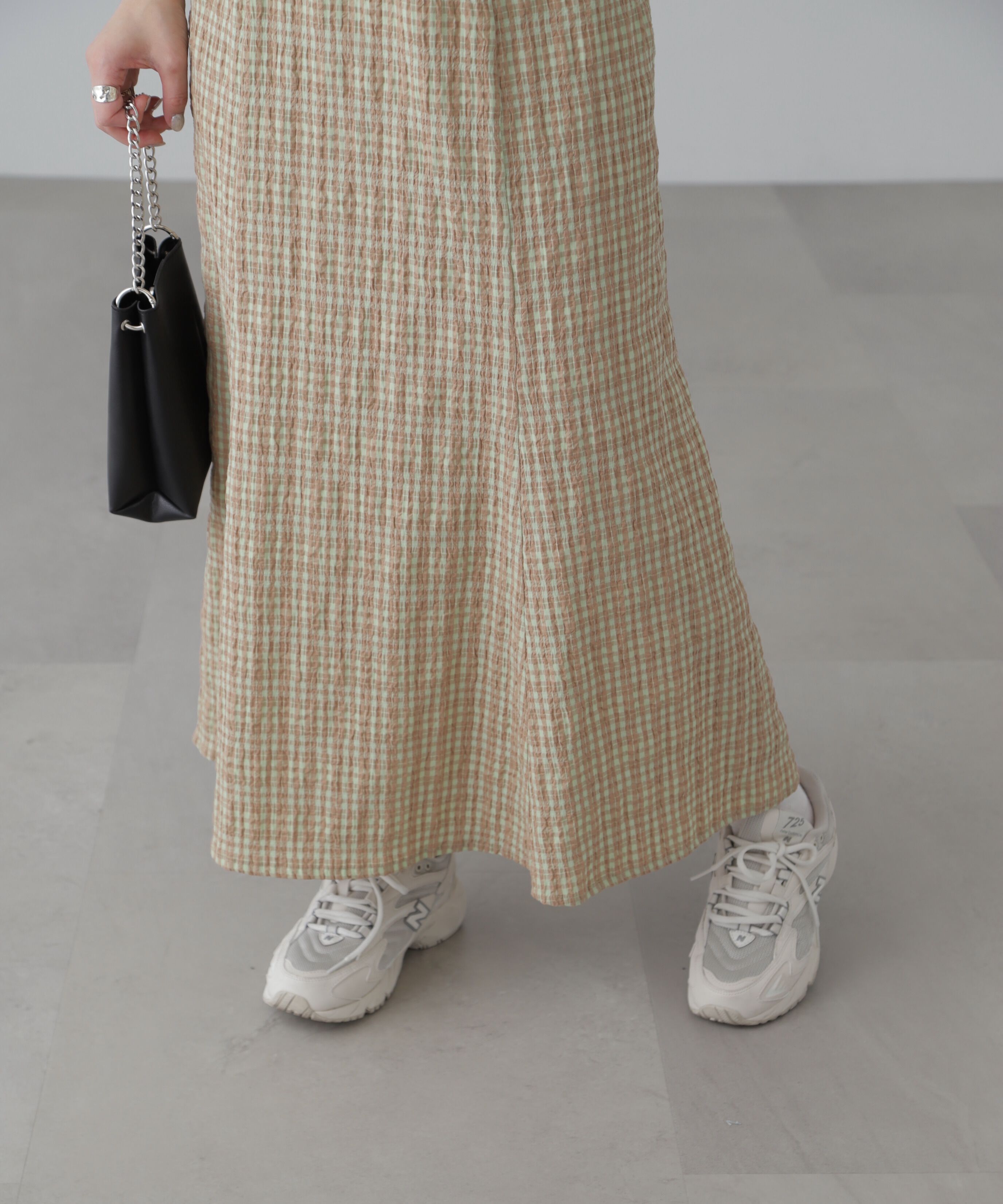  「ぽこぽこチェックマーメイドキャミワンピース」|ワンピース|