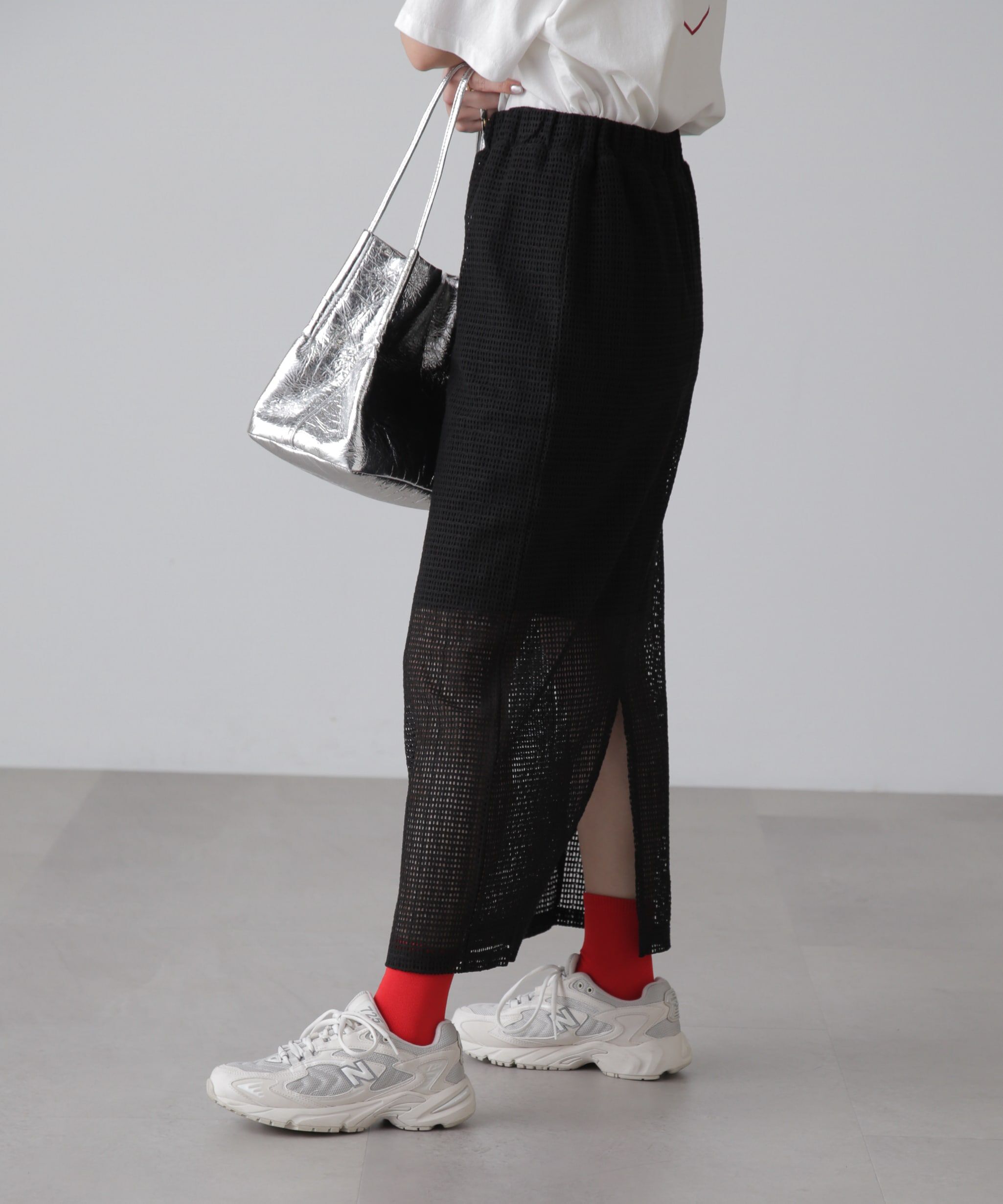  「レイヤードメッシュナロースカート」|スカート|