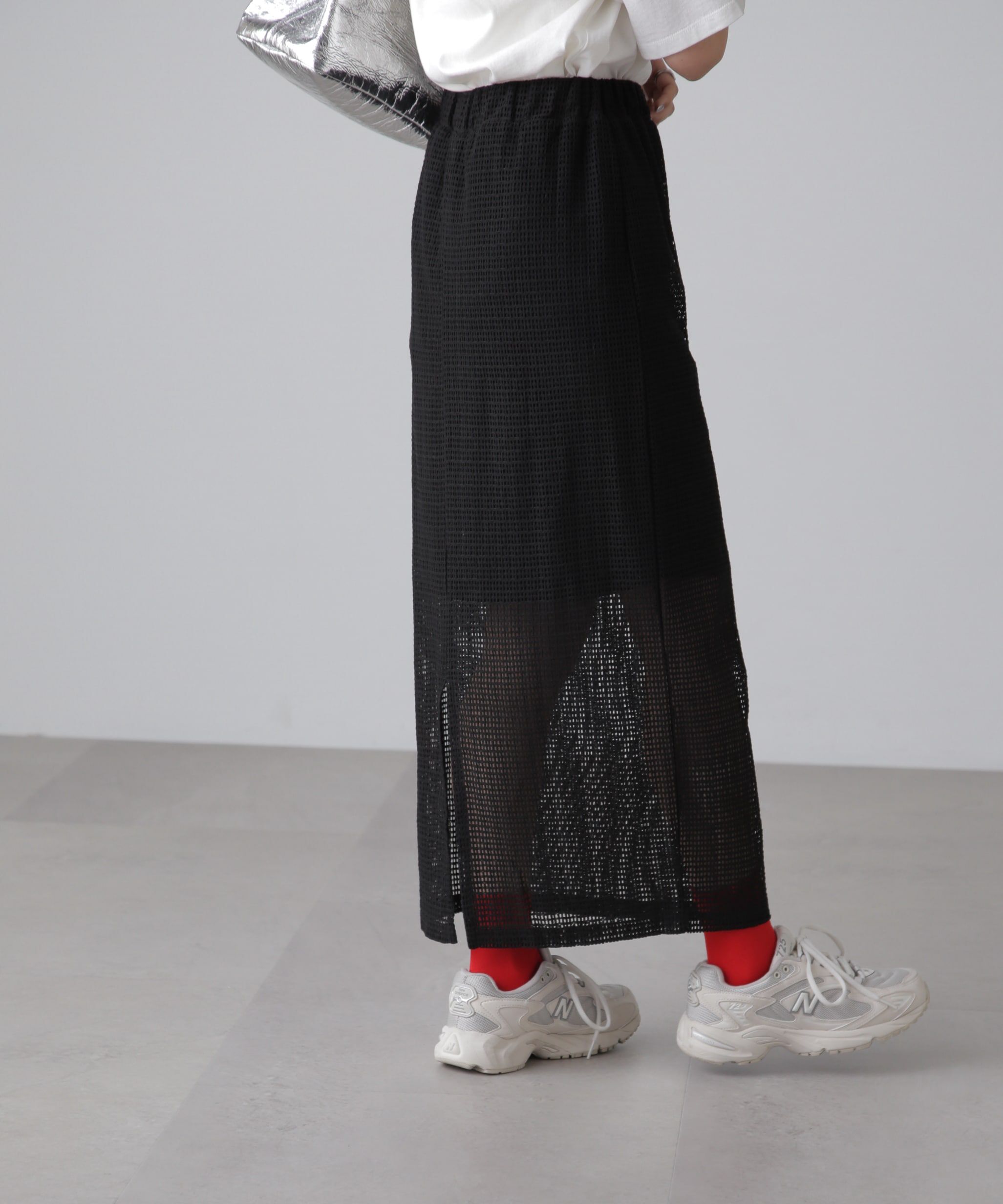  「レイヤードメッシュナロースカート」|スカート|