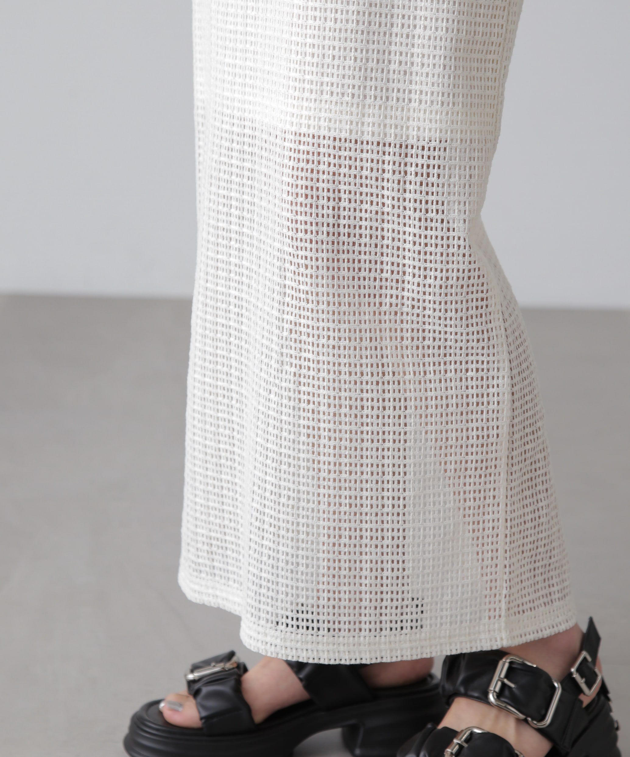  「レイヤードメッシュナロースカート」|スカート|