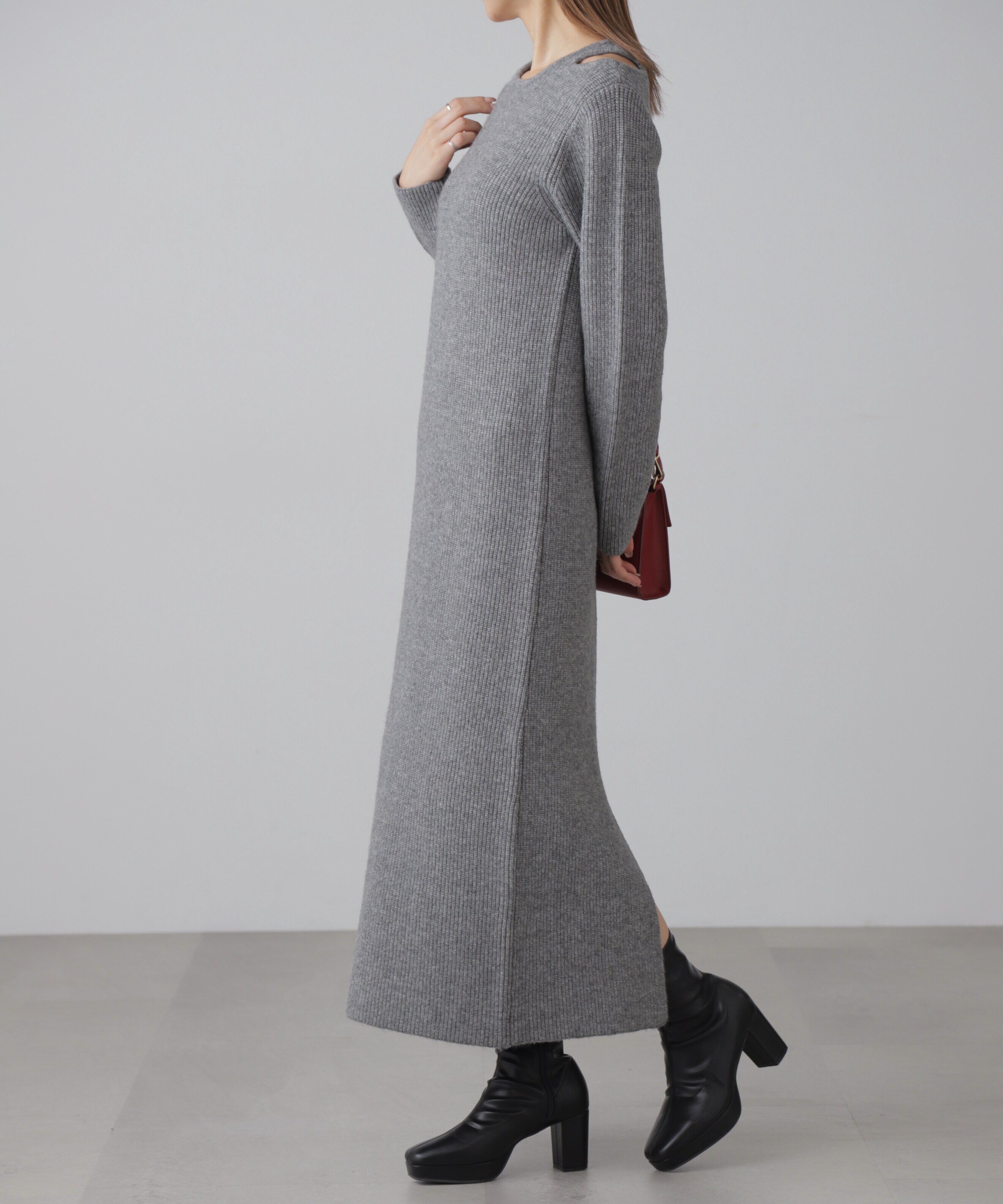  「カットアウトニットマキシワンピース」|ワンピース|