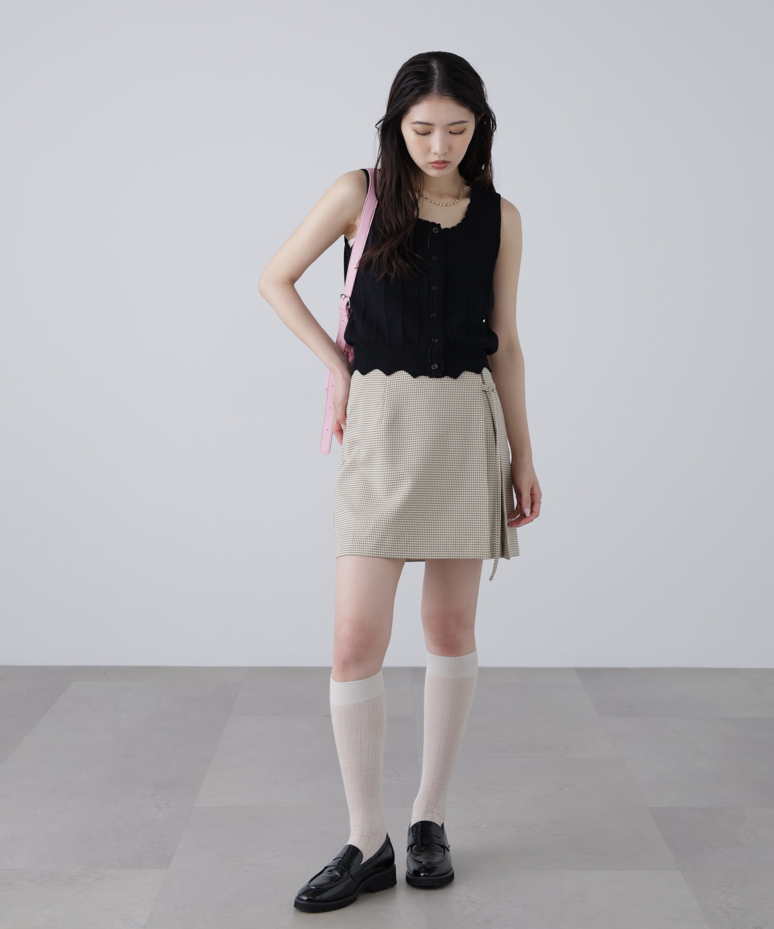  「スカラップ編みニットタンクトップ」|ニット・セーター|